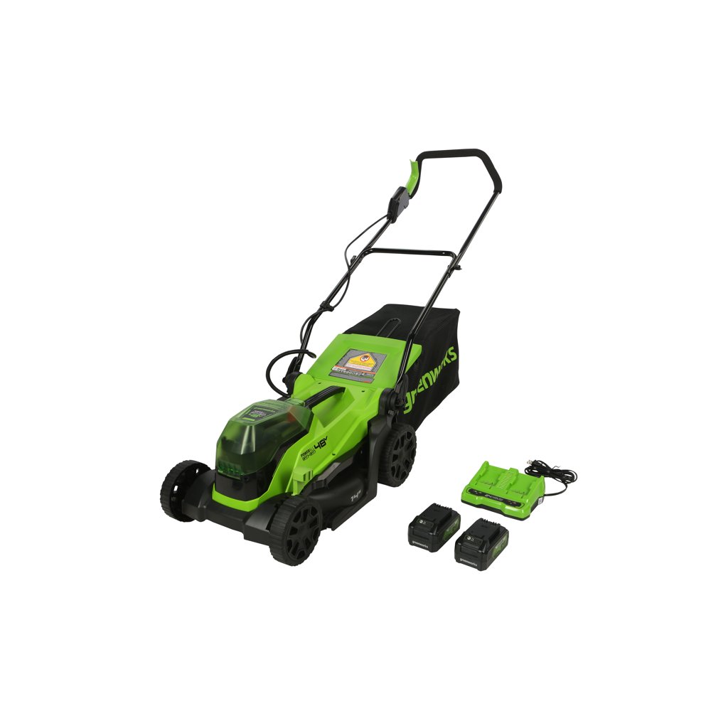 Greenworks 48V (2x24V) 14-inch Brushless Walk Behind Push Mowerw/ (2) 4.0Ah USB Battery and Charger, 2534302 - Image 1