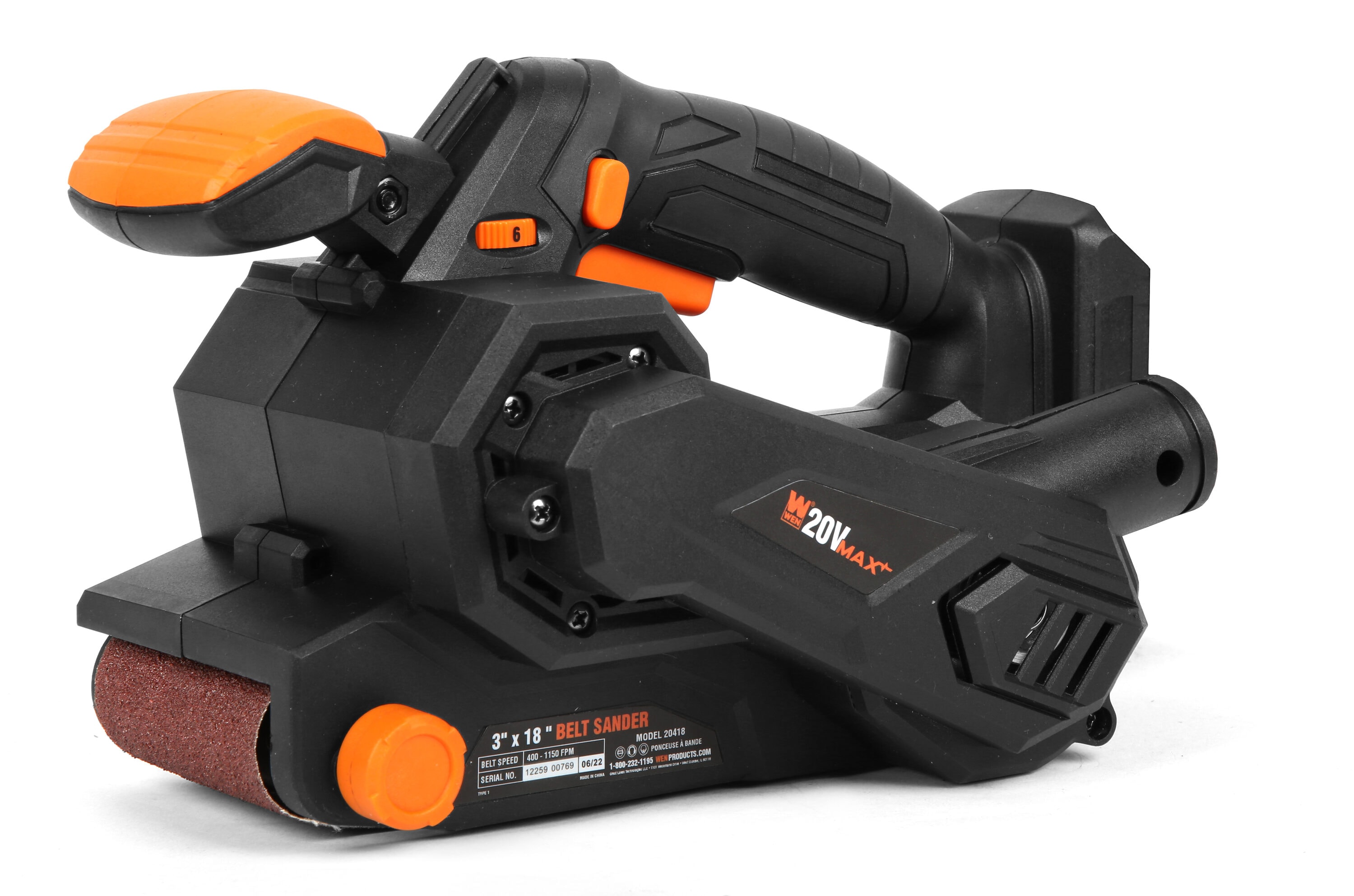 WEN 20418BT 20V Max Cordless Belt Sander, Variable Speed, Handheld and Portable (Tool Only - Battery Not Included) - Image 1