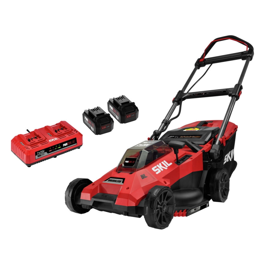 SKIL PM4912B-20 PWR CORE 20 Brushless 18" Lawn Mower Kit w/Two 4.0 Ah Battery and Dual Port Charge - Image 1