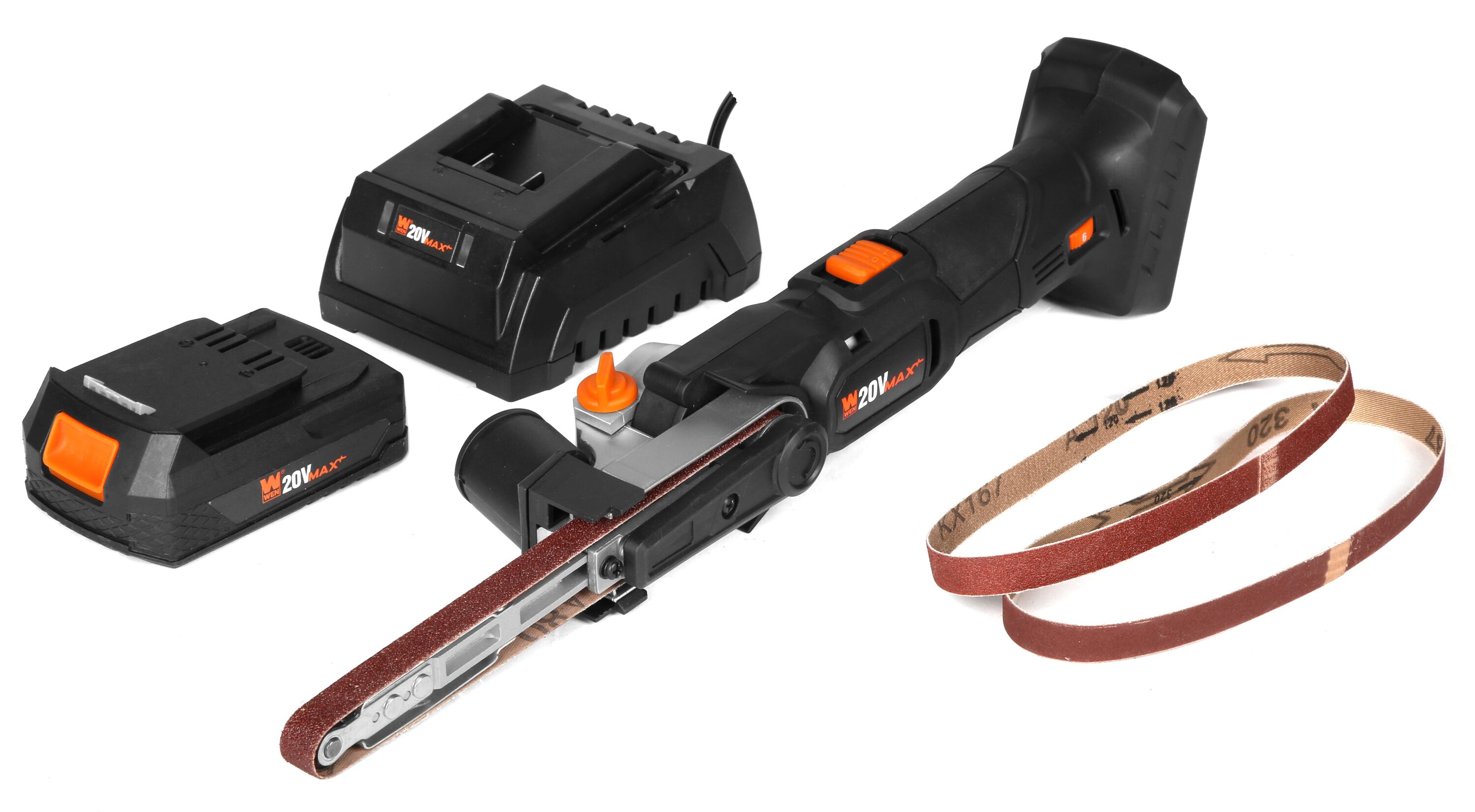 WEN Cordless Detail File Sander, Variable Speed with 20V Max 2.0 Ah Lithium-Ion Battery and Charger (20437) - Image 1