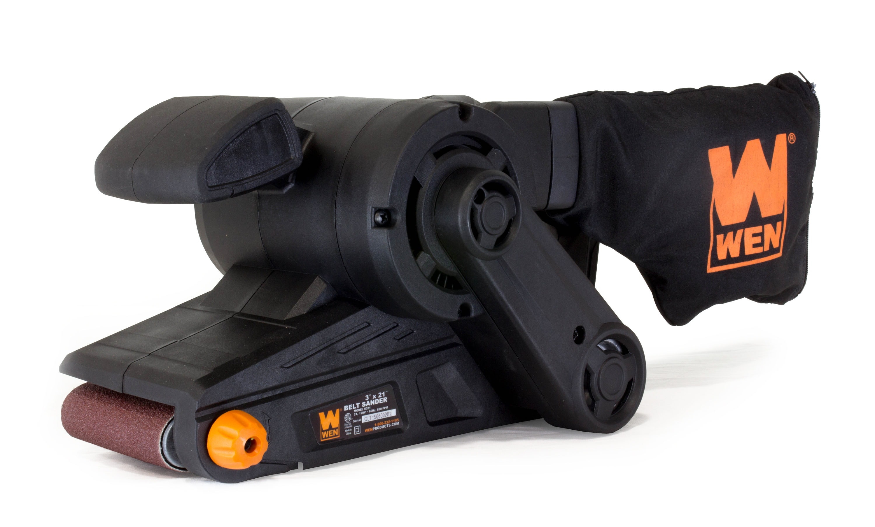WEN 6321 7-Amp 3 in. x 21 in. Corded Belt Sander with Dust Bag , Black - Image 1