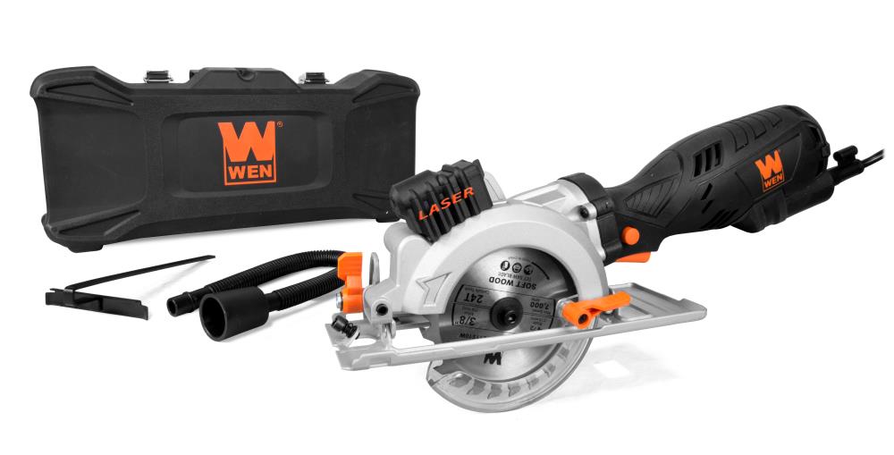 WEN 3625 5-Amp 4-1/2-Inch Beveling Compact Circular Saw with Laser and Carrying Case - Image 1