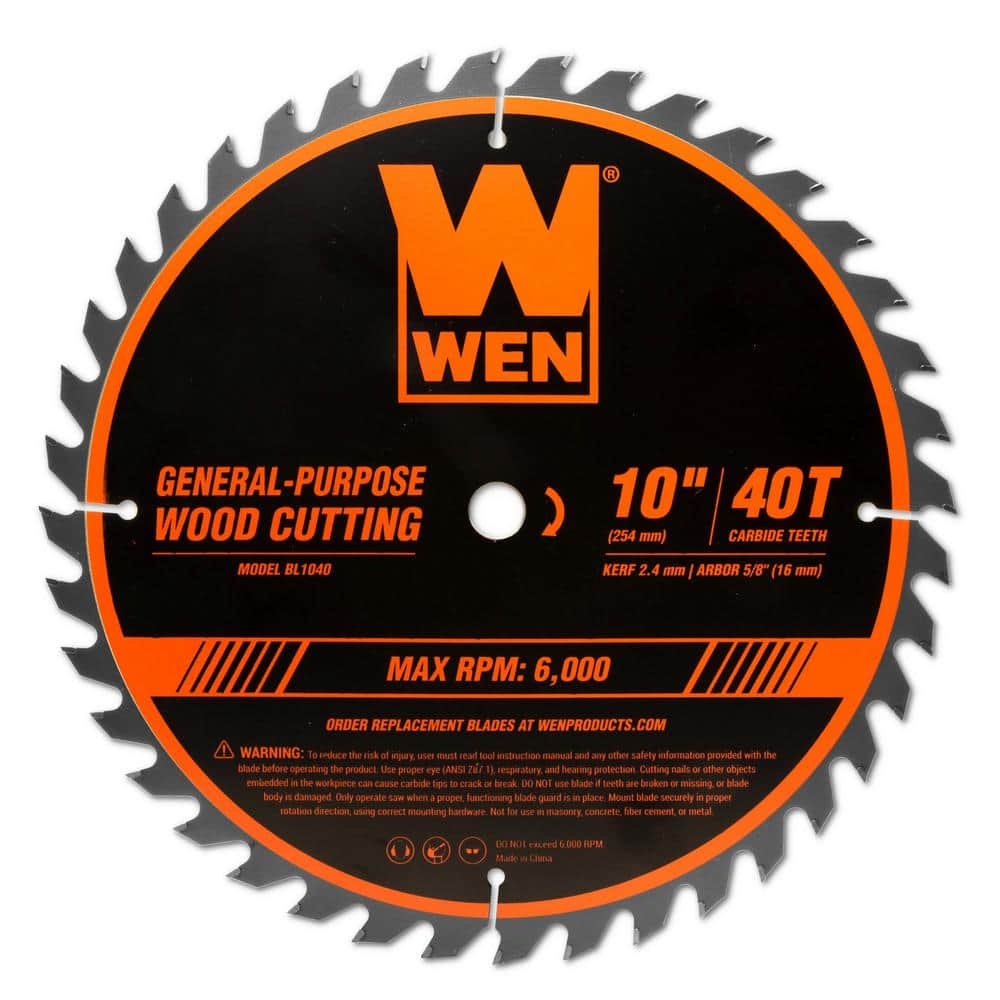 10 in. 40-Tooth Carbide-Tipped Professional Woodworking Saw Blade for Miter Saws and Table Saws - Image 1