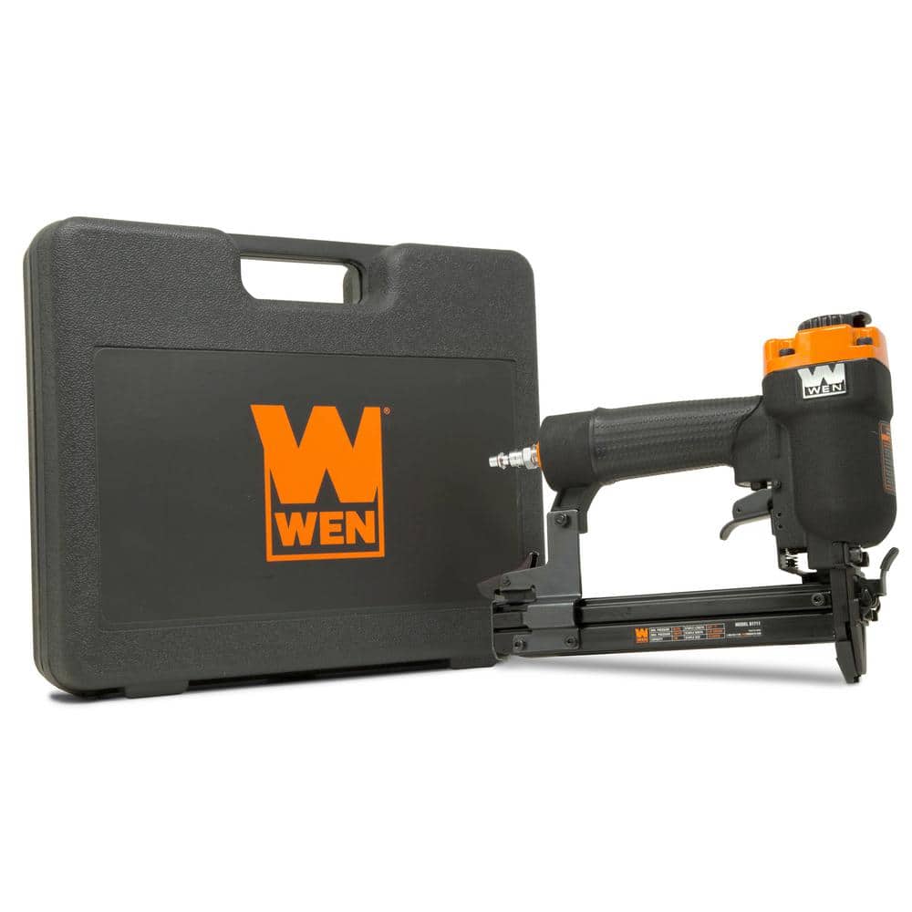 WEN 61711 18-Gauge 3/8-Inch to 1-Inch Air-Powered 1/4-Inch Narrow Crown Pneumatic Stapler , Black - Image 1