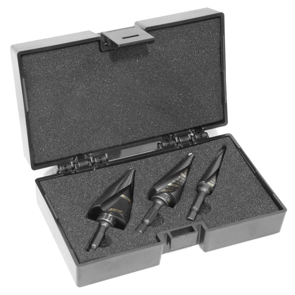 Impact-Duty Titanium Step Drill Bit Set with #1, #4, and #9 Step Drill Bits (3-Piece) - Image 1