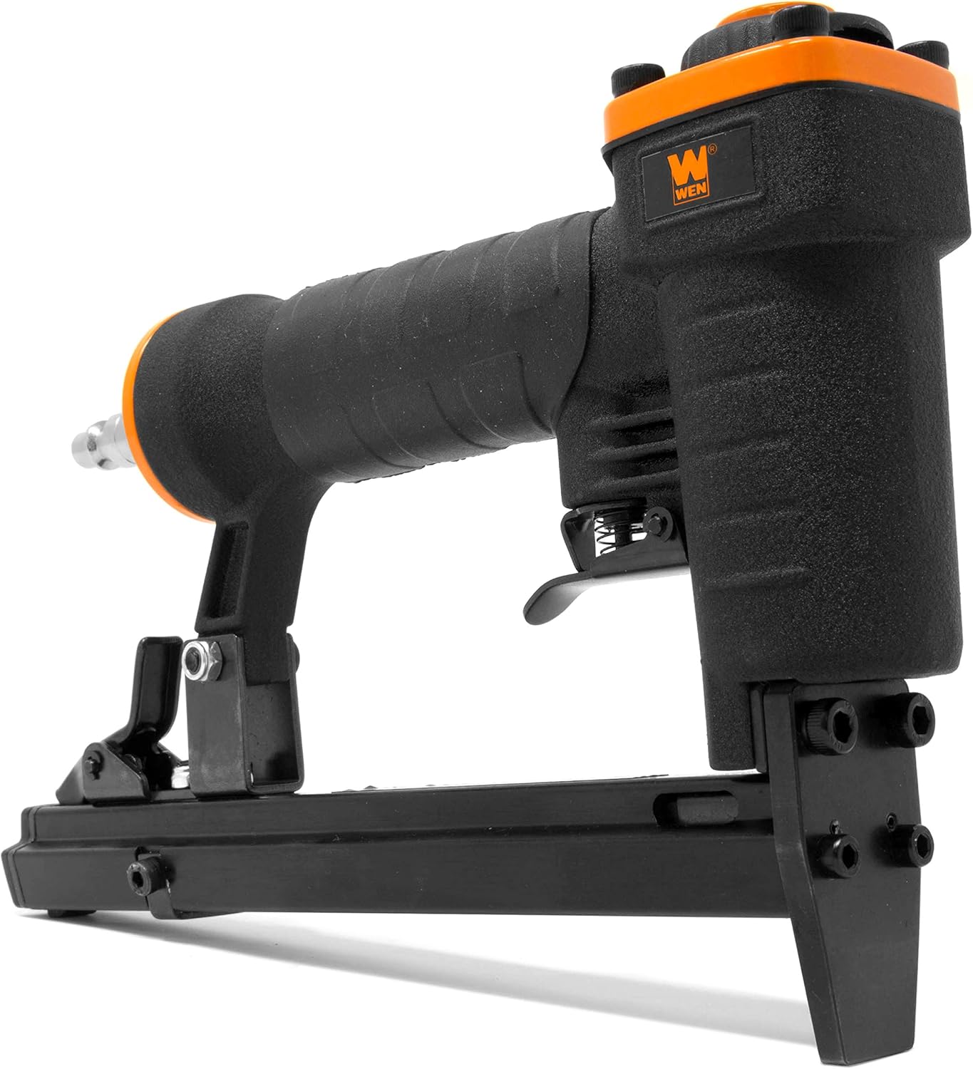 WEN 61706 20-Gauge 3/8-Inch Crown Air-Powered Pneumatic T50 Stapler for Upholstery and Woodworking - Image 1