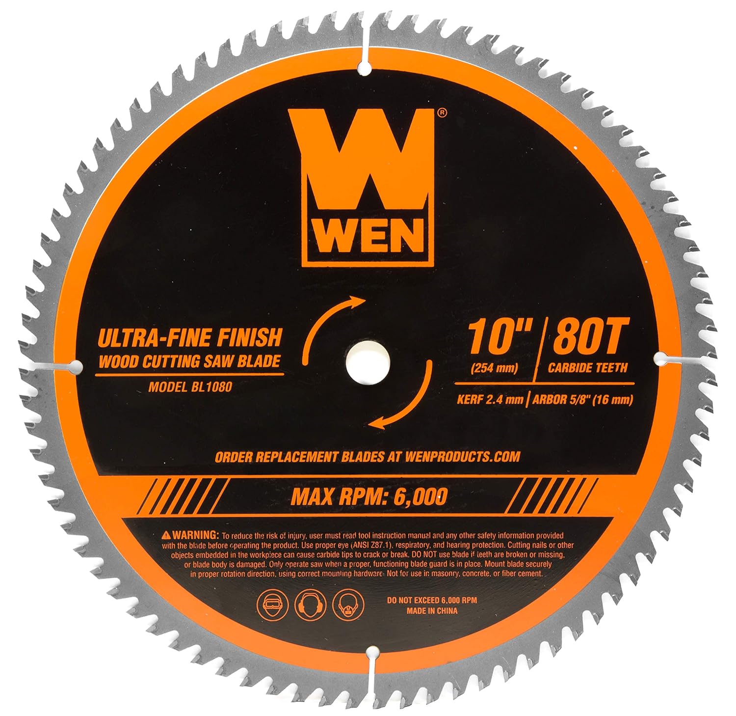 10 in. 80-Tooth Carbide-Tipped Ultra-Fine Finish Professional Woodworking Saw Blade for Miter Saws and Table Saws - Image 1