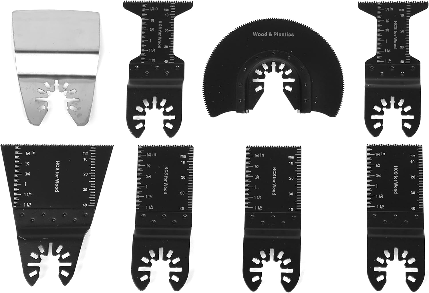 WEN MTB008 8-Piece Oscillating Multi-Tool High Carbon Steel Wood Blade Set - Image 1