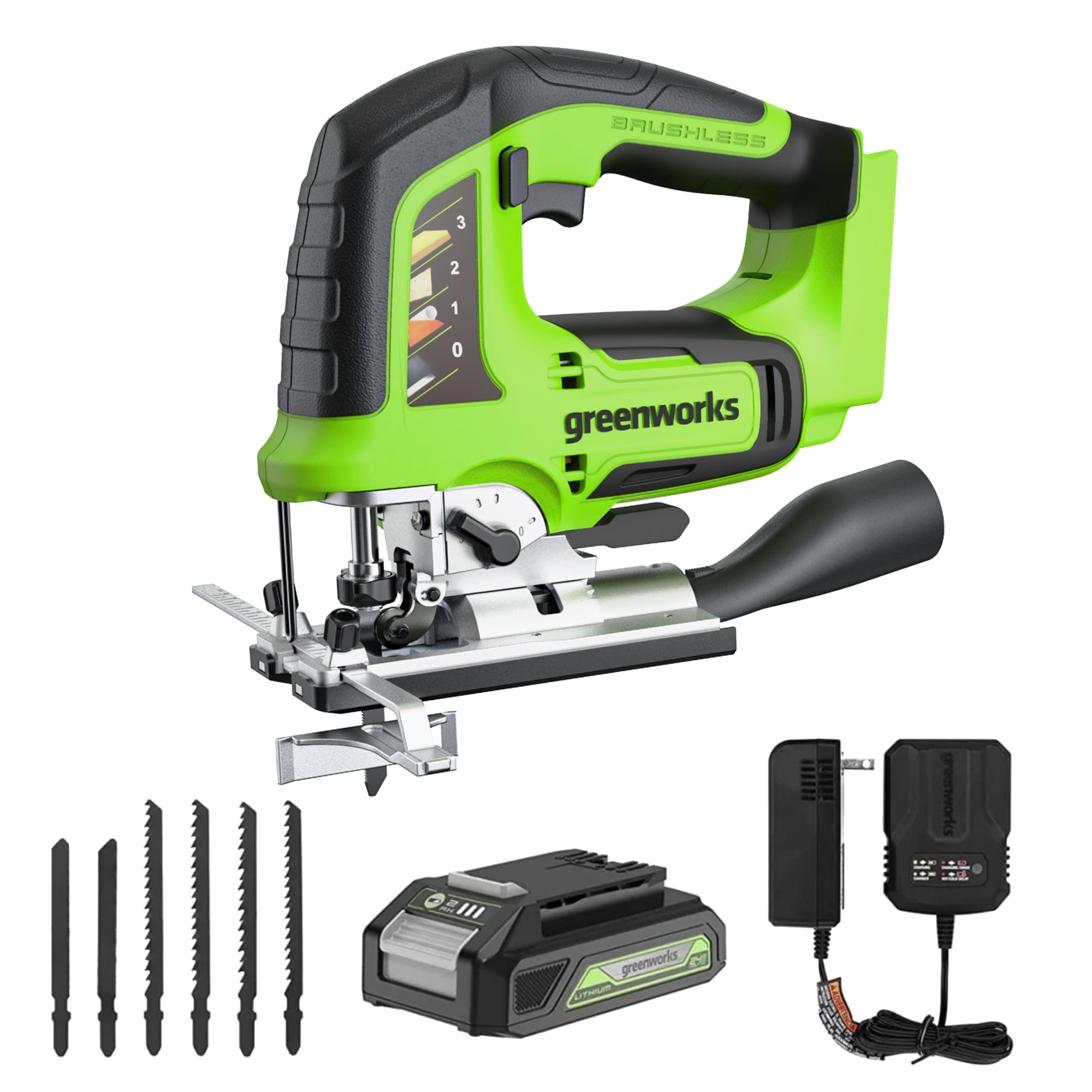 Greenworks 24-volt Brushless Variable Speed Keyless Cordless Jigsaw (Battery Included and Charger Included) - Image 1