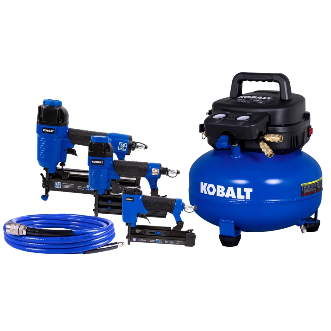Kobalt 6-Gallon Portable Electric 150 PSI Pancake Air Compressor with Accessories Included - Image 1
