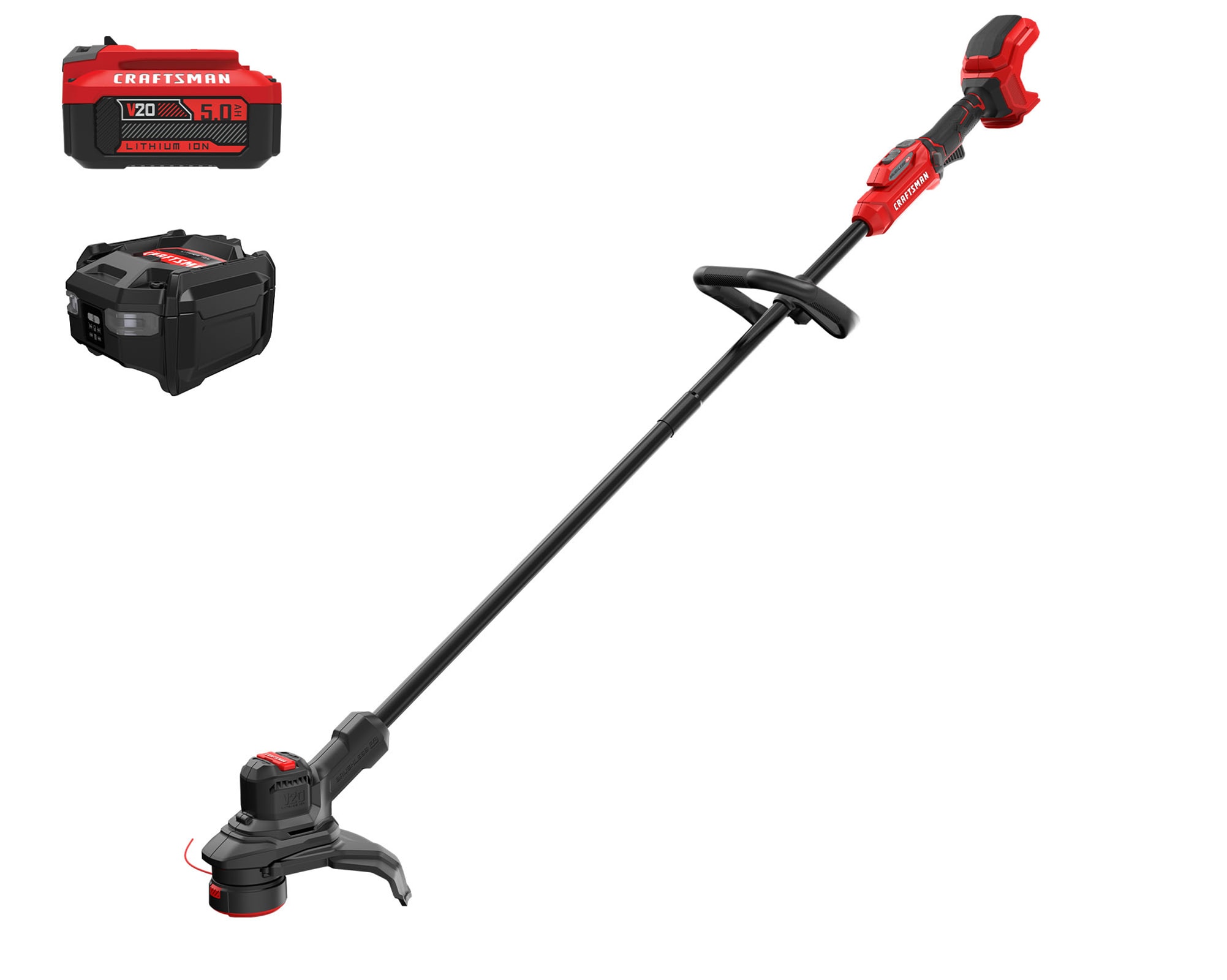 CRAFTSMAN V20 Brushless RP 20-volt max 13-in Straight Shaft Battery String Trimmer 5 Ah (Battery Included) (Charger Included) - Image 1