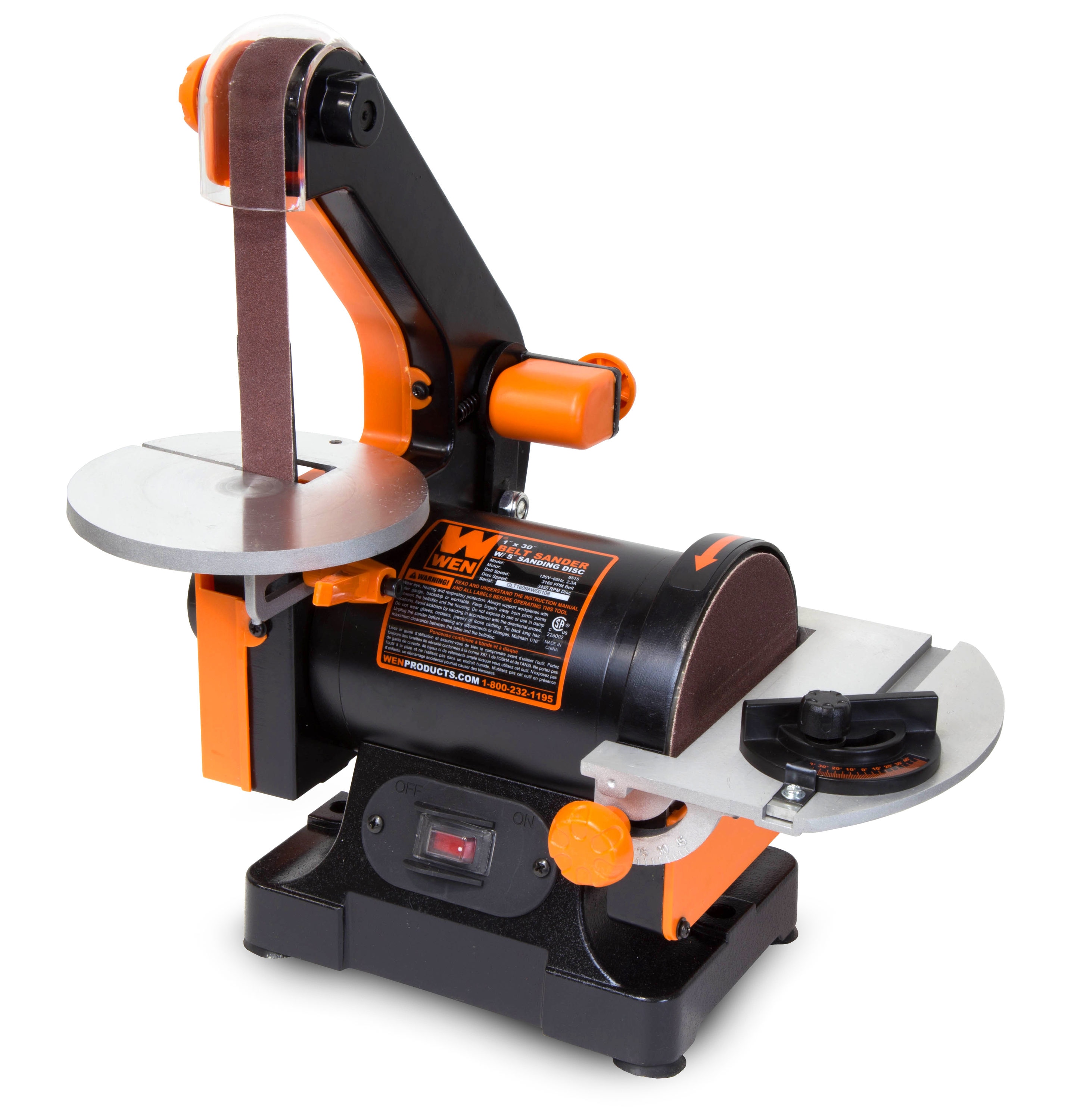 WEN Products 2.3-Amp 1 x 30-Inch Belt Sander with 5-Inch Sanding Disc, 6515T - Image 1