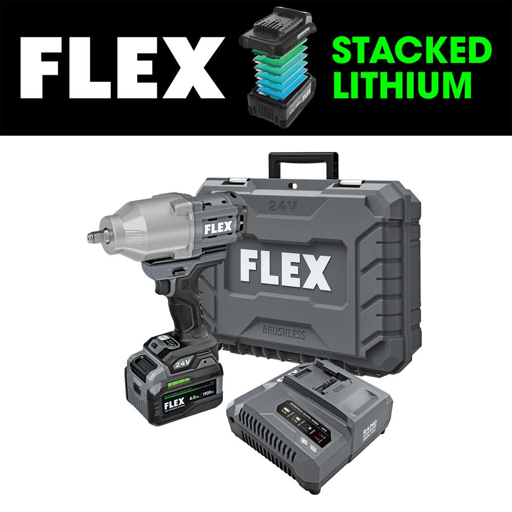 FLEX 24V Brushless Cordless 1/2-Inch 1,150 Ft-Lbs High Torque Impact Wrench Kit with 6.0Ah Stacked Lithium Battery and 280W Rapid Charger - FX1471-1H - Image 1