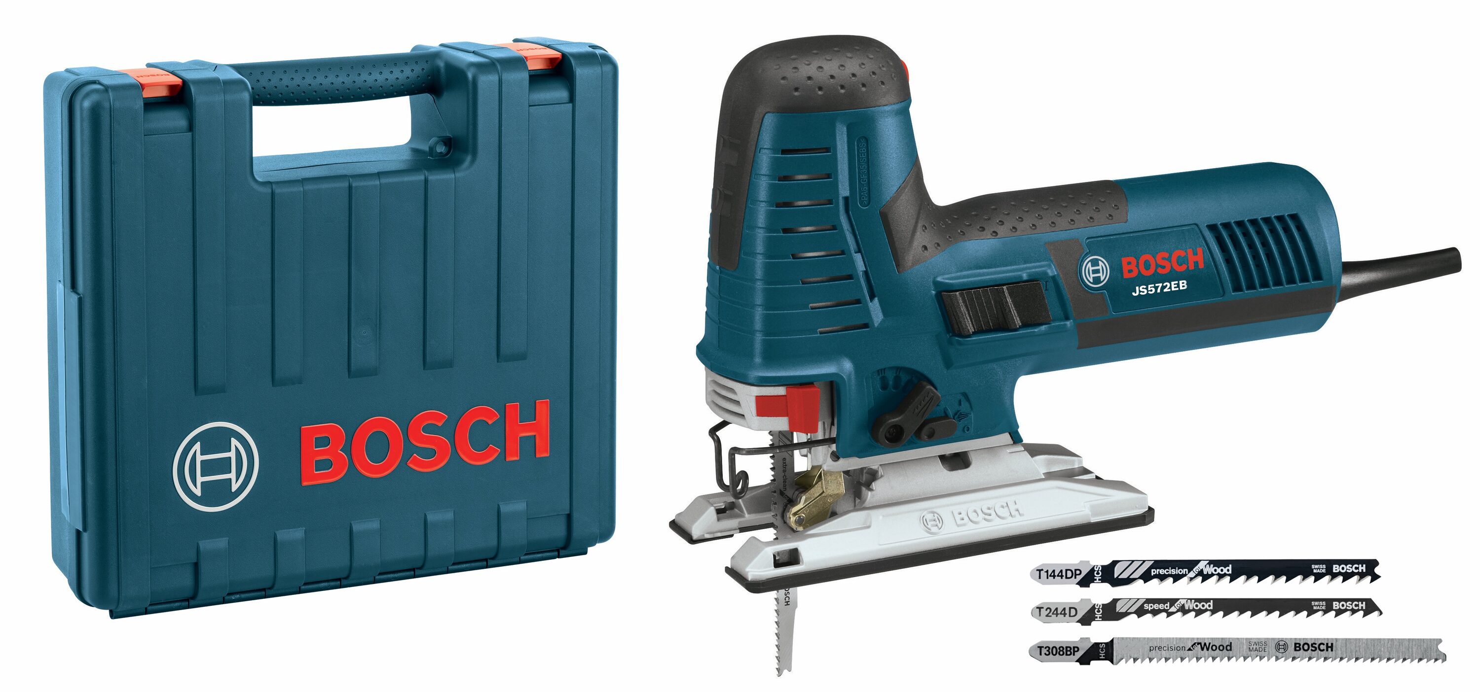 7.2 Amp Corded Variable Speed Barrel-Grip Jig Saw Kit with Assorted Blades and Carrying Case - Image 1