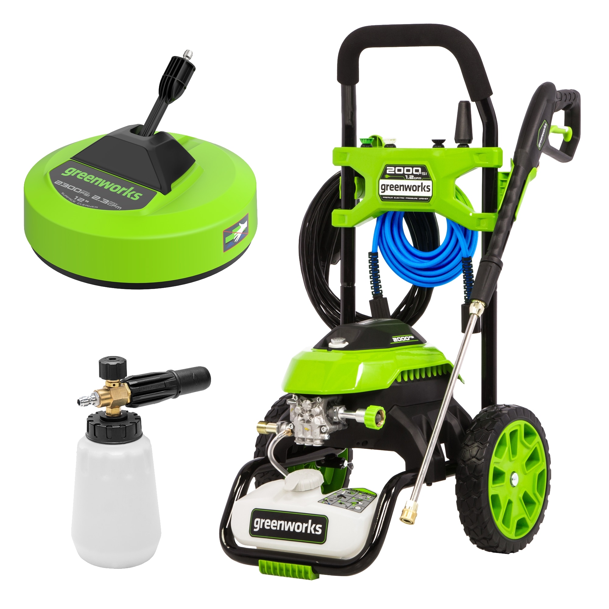 Greenworks 2000-PSI 1.2-GPM Cold Water Electric Pressure washer with 4 Spray Tips and Surface Cleaner - Image 1