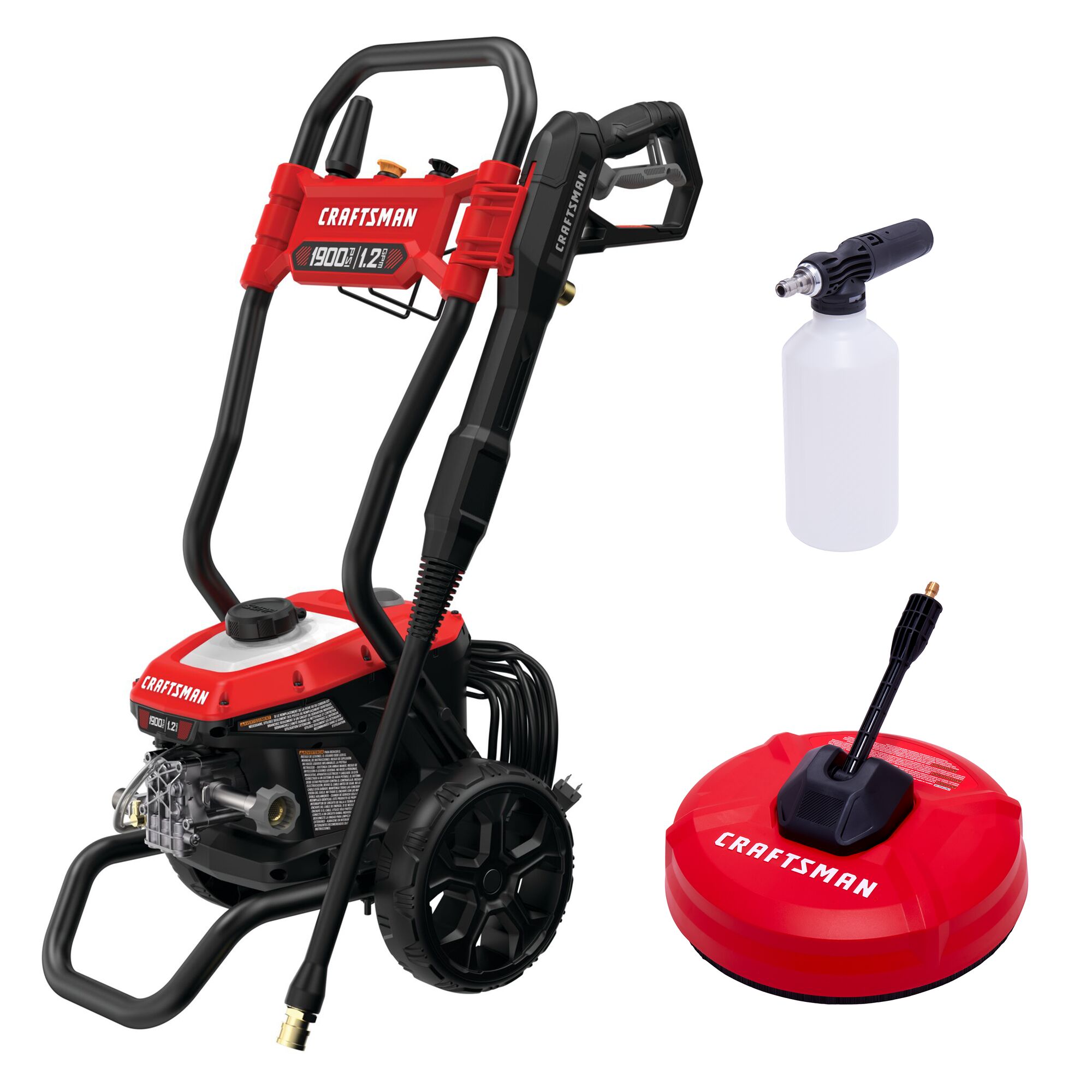 CRAFTSMAN 1900-PSI 1.2-GPM Cold Water Electric Pressure washer with 3 Spray Tips and Surface Cleaner - Image 1