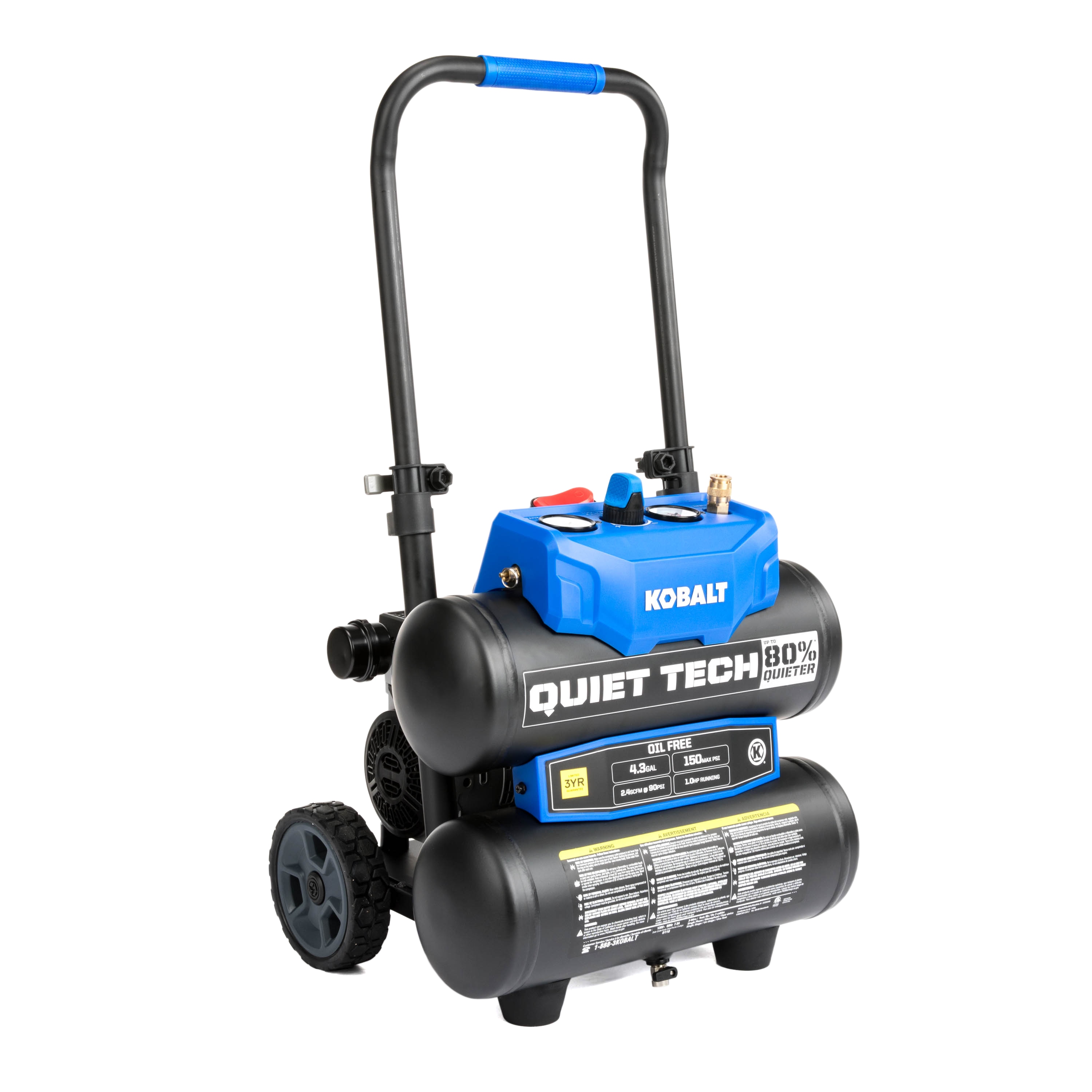 Kobalt QUIET TECH 4.3-Gallon Portable Electric 150 PSI Twin stack Air Compressor - Image 1