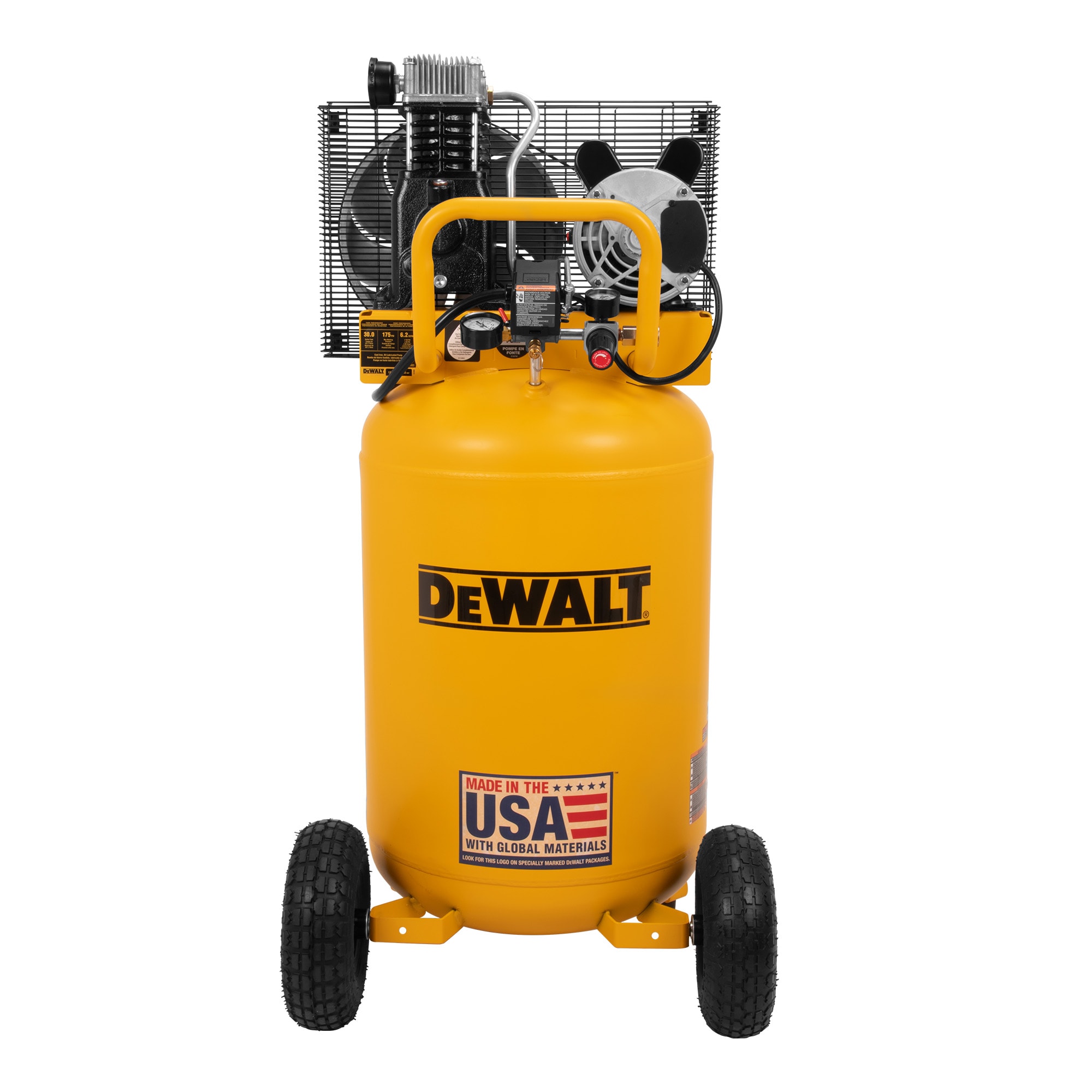 Dewalt 30 Gallon Vertical Air Compressor, 2 HP, Single Stage, Oil Lube Belt Drive, 175 Max PSI, Portable Air Compressor for Home Improvement, 6.2 SCFM at 90 PSI, Efficient Performance - Image 1