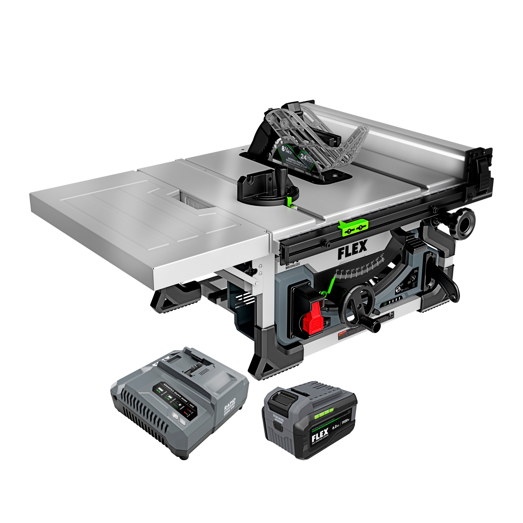 FLEX 24V Brushless Cordless 8-1/4-Inch Table Saw Kit with 6.0Ah Stacked Lithium Battery and 280W Rapid Charger - FX7211-1H - Image 1