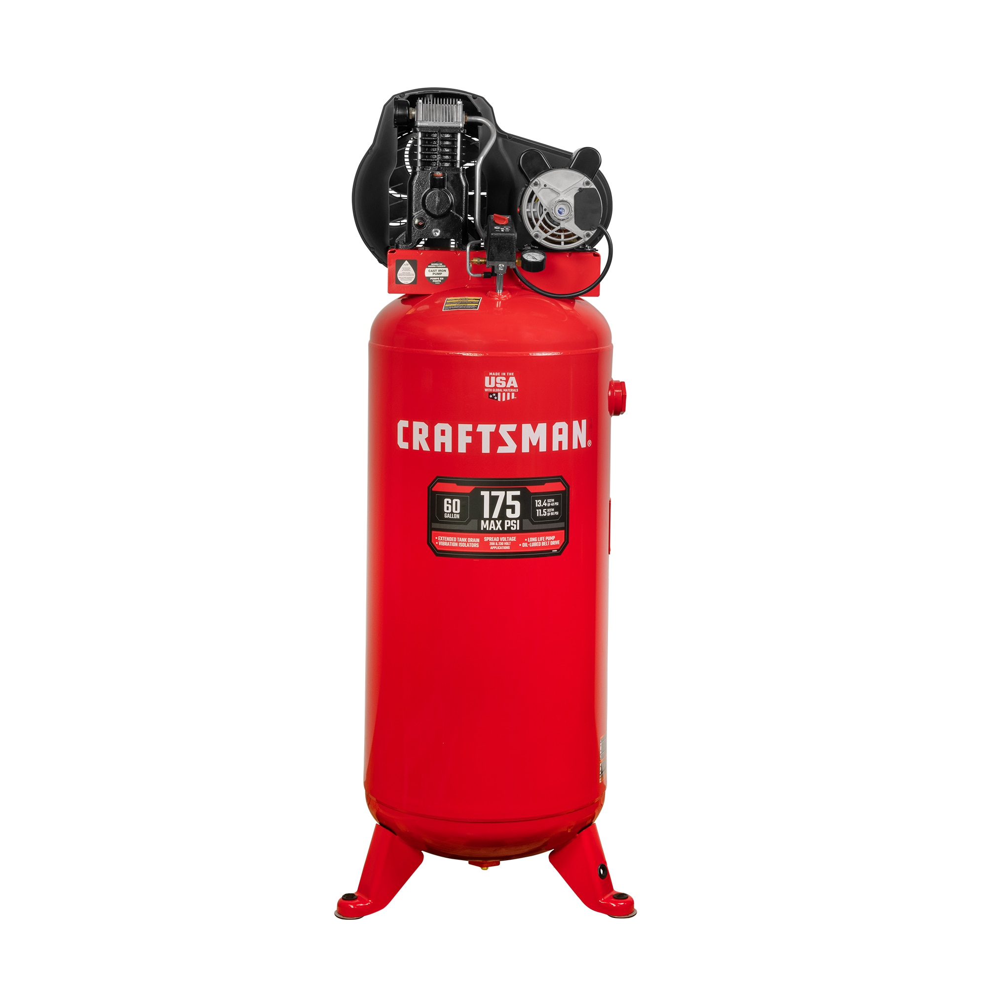 CRAFTSMAN 60-Gallon Electric 175 PSI Vertical Air Compressor with Accessories Included - Image 1