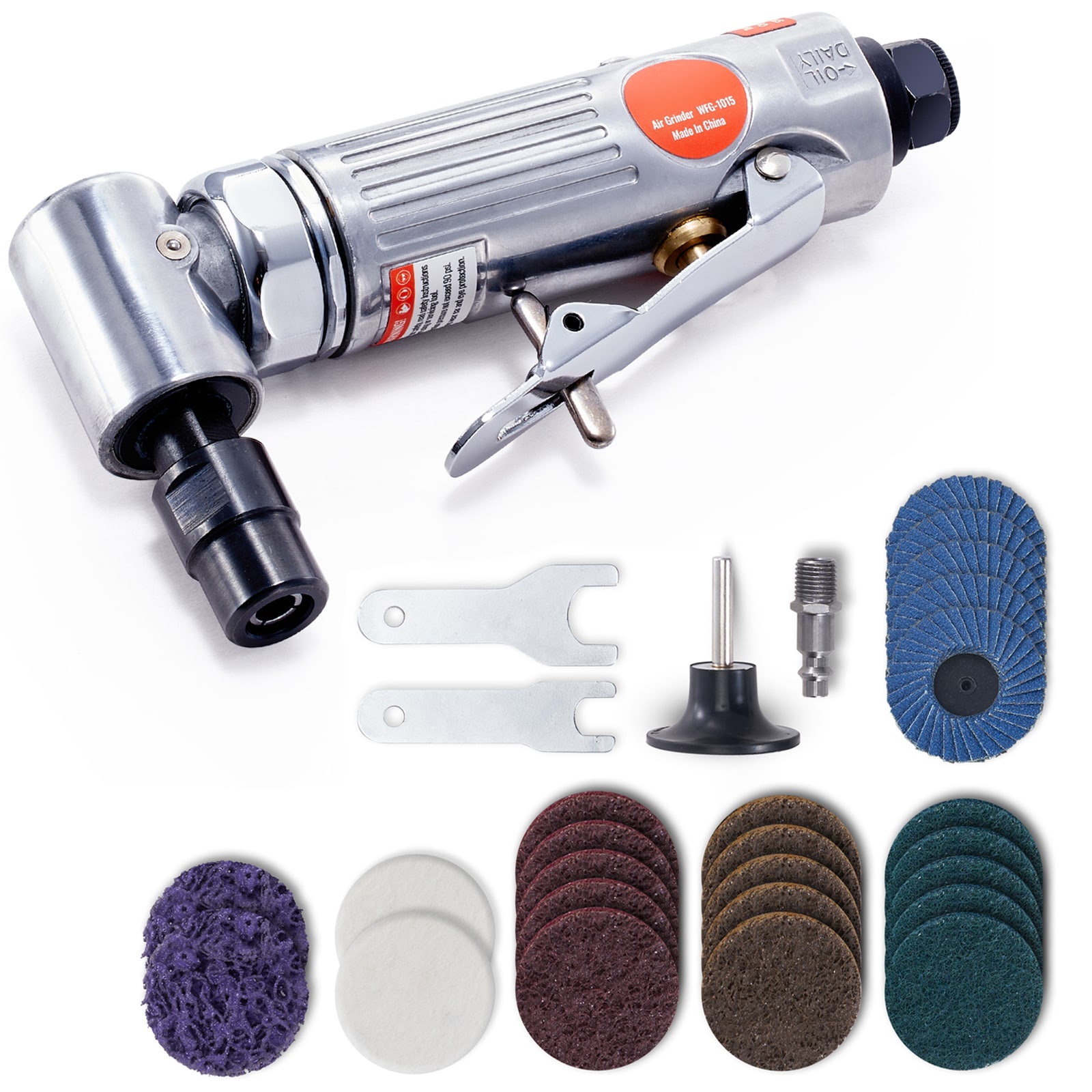 VEVOR Air Die Grinder, 1/4inch Right Angle Die Grinder 20000-RPM, Lightweight, Ball Bearing Construction, 24pcs Discs For Grinding, Polishing, Deburring, Rust Removal - Image 1