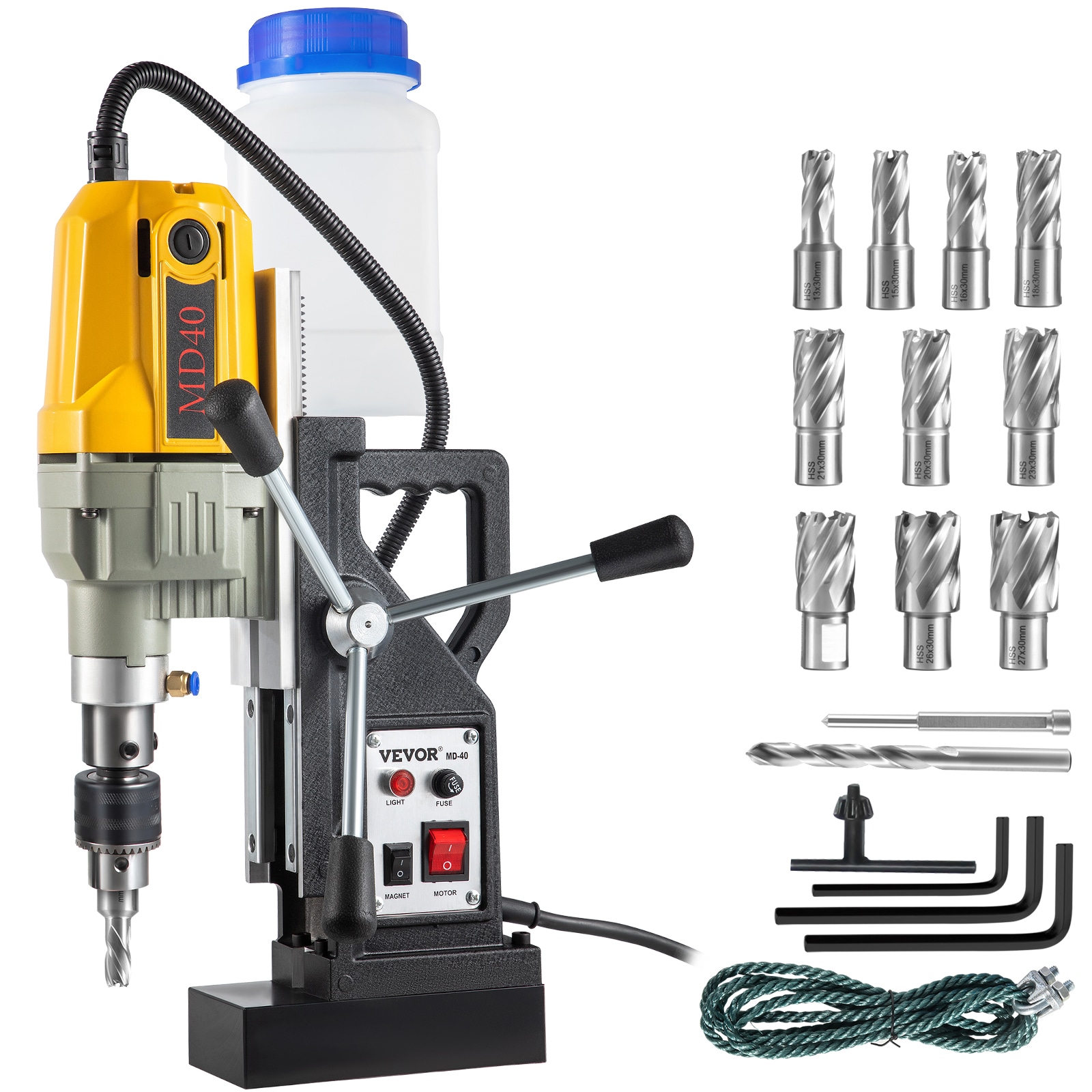 VEVOR 1100W Mag Drill Press 12 Bits 10 -Amp 1 -Speed Bench Drill Press - Image 1