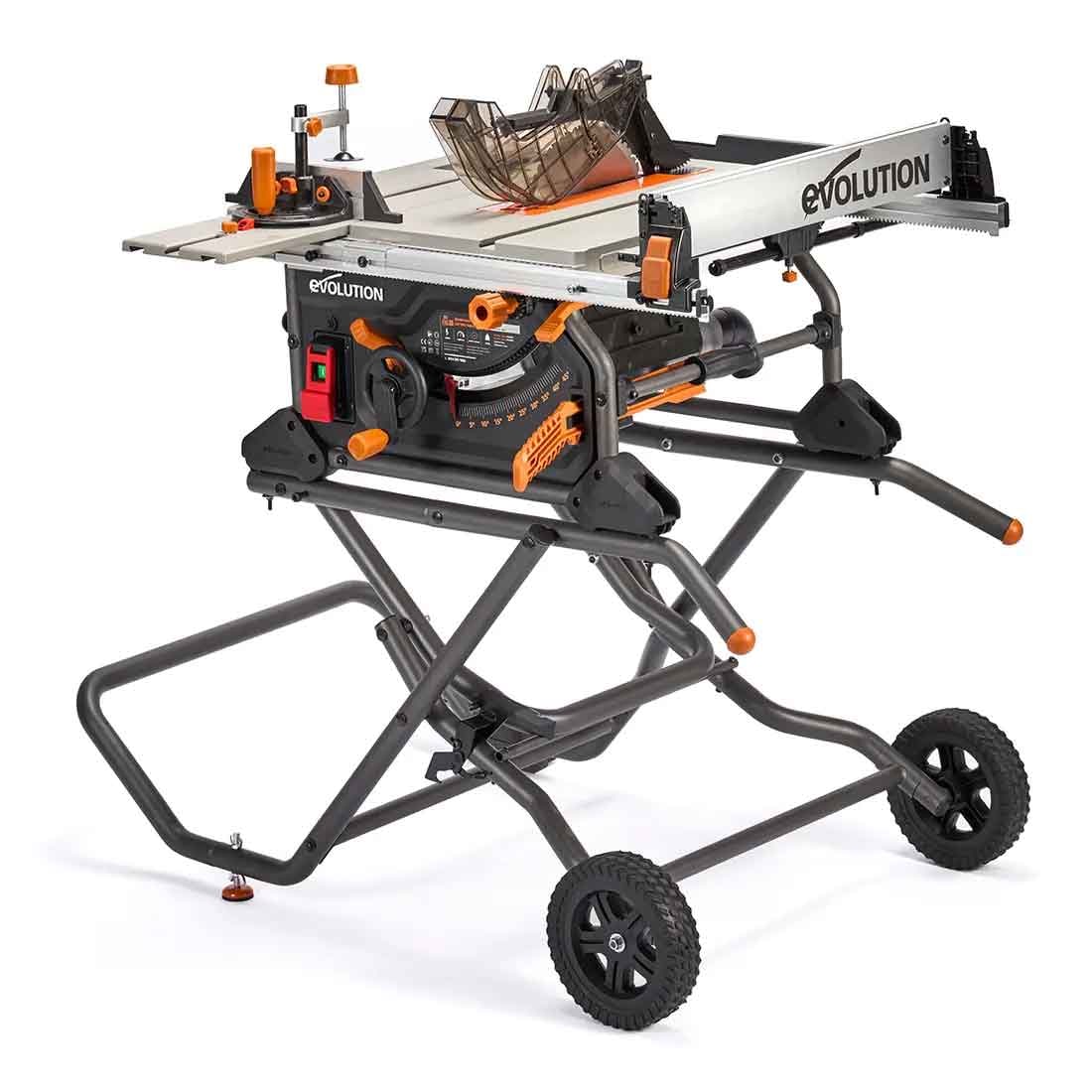 Evolution R10TBLX Multi-Material Table Saw with Wheeled Scissor Stand 10 in. Multi-Material Cutting Blade - Image 1