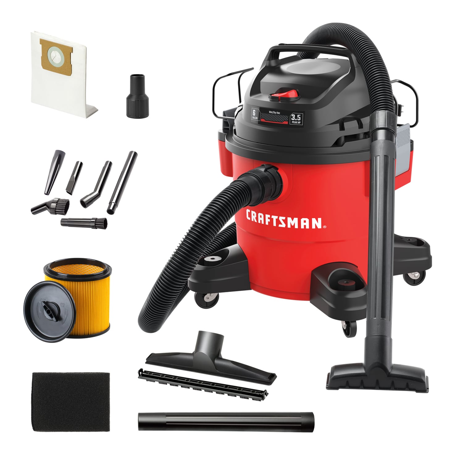 CRAFTSMAN 9 Value Added Accessories 6-Gallon 3.5 HP Corded Wet/Dry Shop Vacuum with Accessories Included - Image 1