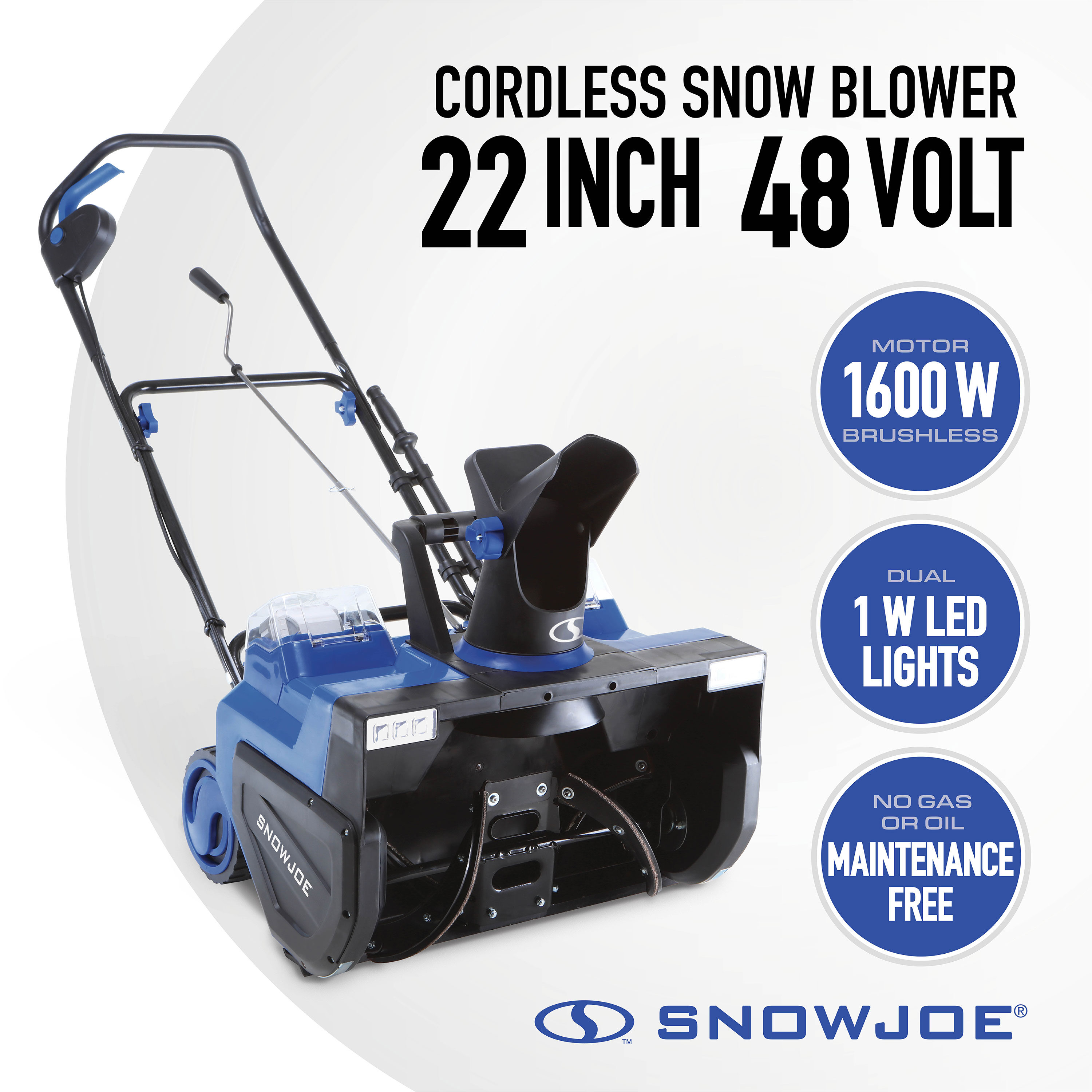Snow Joe 48V 1200W 22" Cordless Snow Blower w/ 2 x 8.0Ah Batteries and Dual Port Charger 48-volt 22-in Single-stage Push Battery Snow Blower 8.0 Ah (Battery Included) (Charger Included) - Image 1