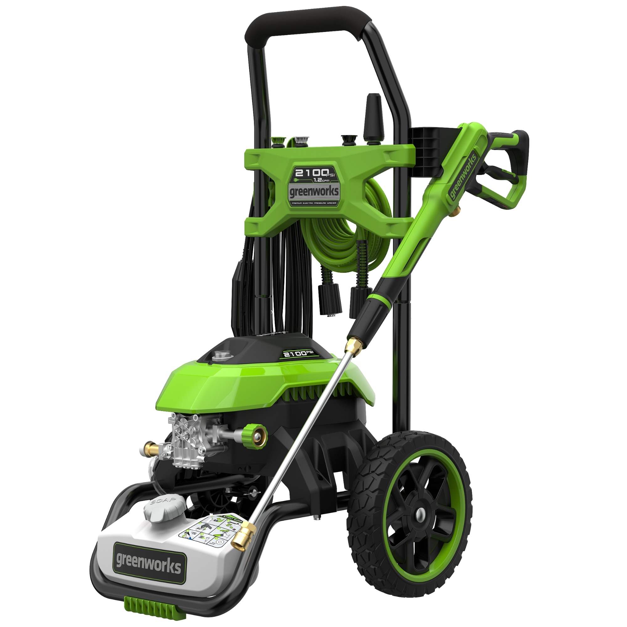 Greenworks 2100-PSI 1.2-GPM Cold Water Electric Pressure washer with 4-in Spray Tips - Image 1