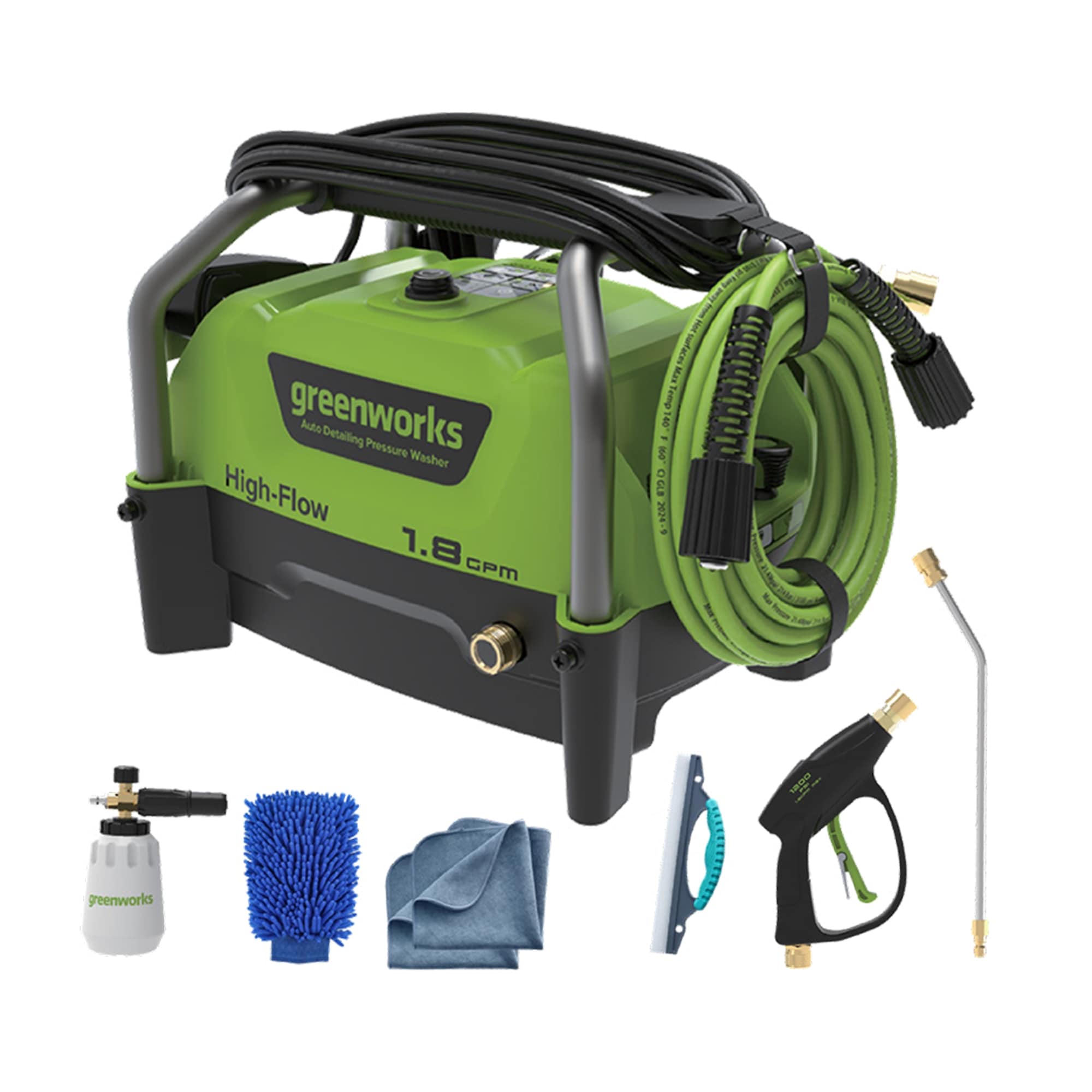 Greenworks High Flow Automotive 1200-PSI 1.8-GPM Cold Water Electric Pressure washer with 3 Spray Tips - Image 1