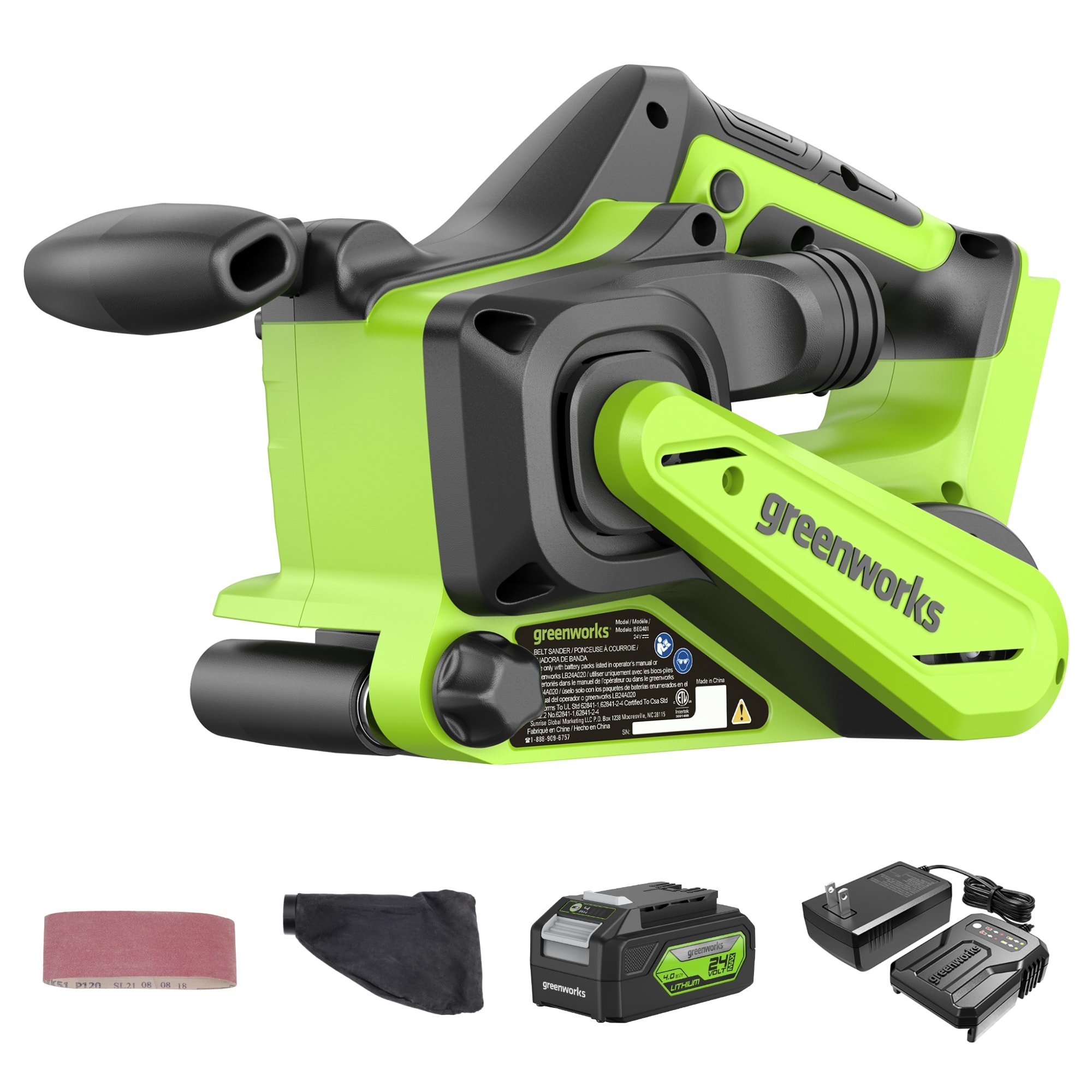 Greenworks 24-Volt Belt Cordless Sander with Dust Management Battery Included - Image 1