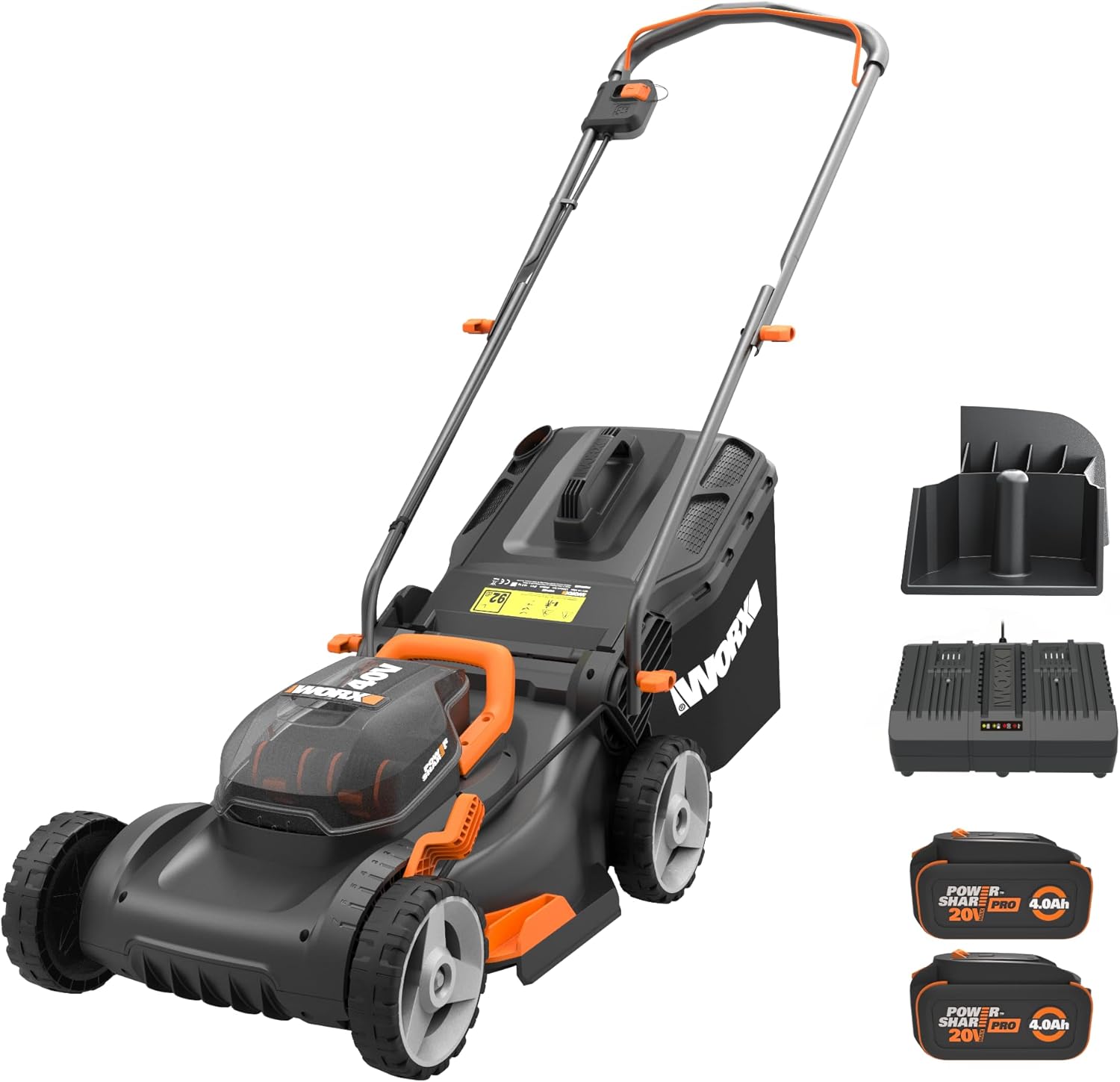 WORX 40V 17" Cordless Lawn Mower for Small Yards, 2-in-1 Electric Mower Cuts Quiet, Compact & Lightweight Push Lawn Mower with 7-Position Height Adjustment – 2 Batteries & Charger Included - Image 1