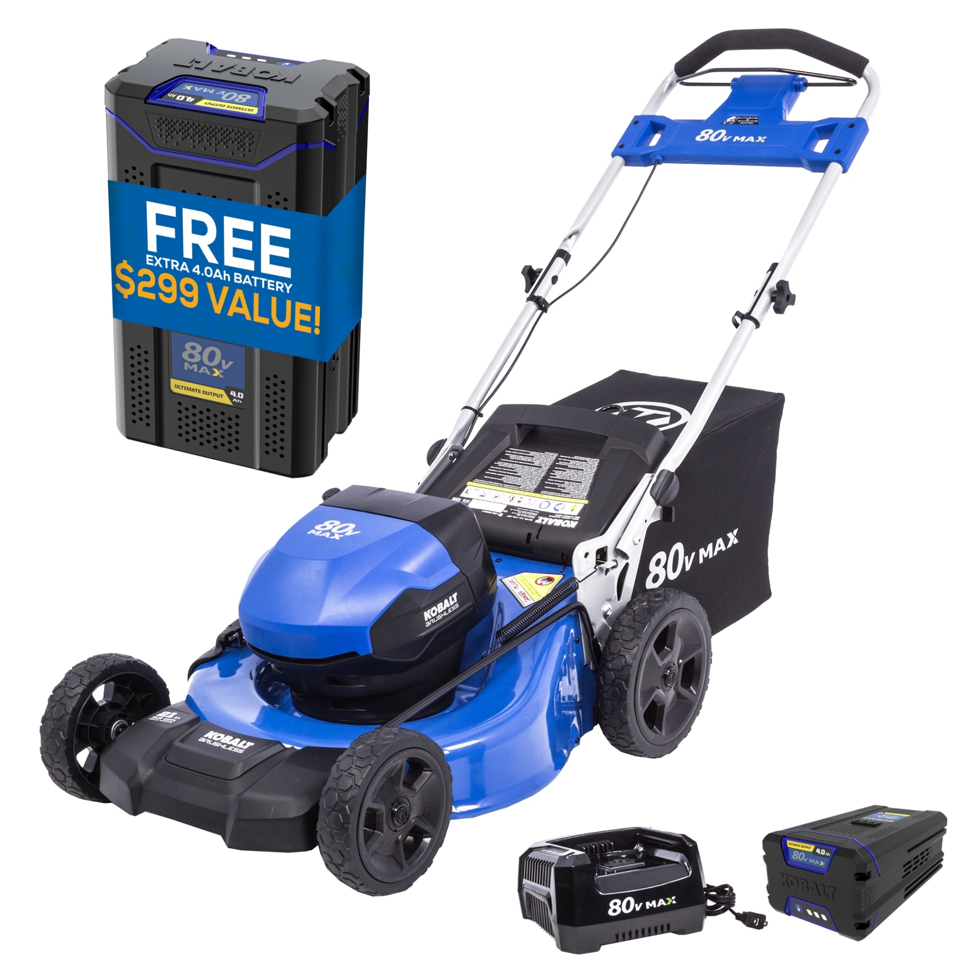 Kobalt 80-Volt 21-in Battery Push Lawn Mower, (1) 4 Ah and (1) 5 Ah Batteries Included - Image 1