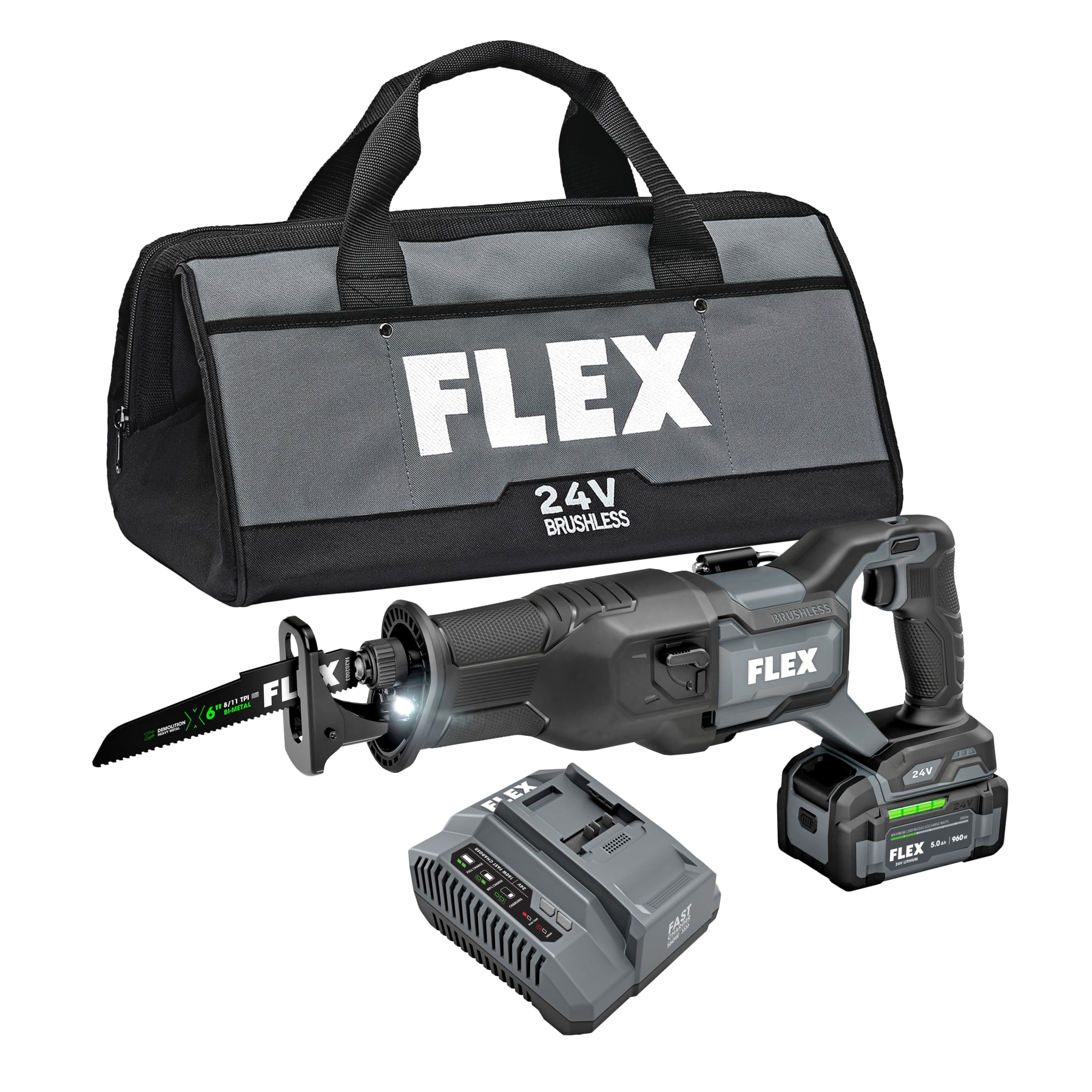 FLEX 24-volt Variable Speed Brushless Cordless Reciprocating Saw ( Battery Included and Charger Included ) - Image 1