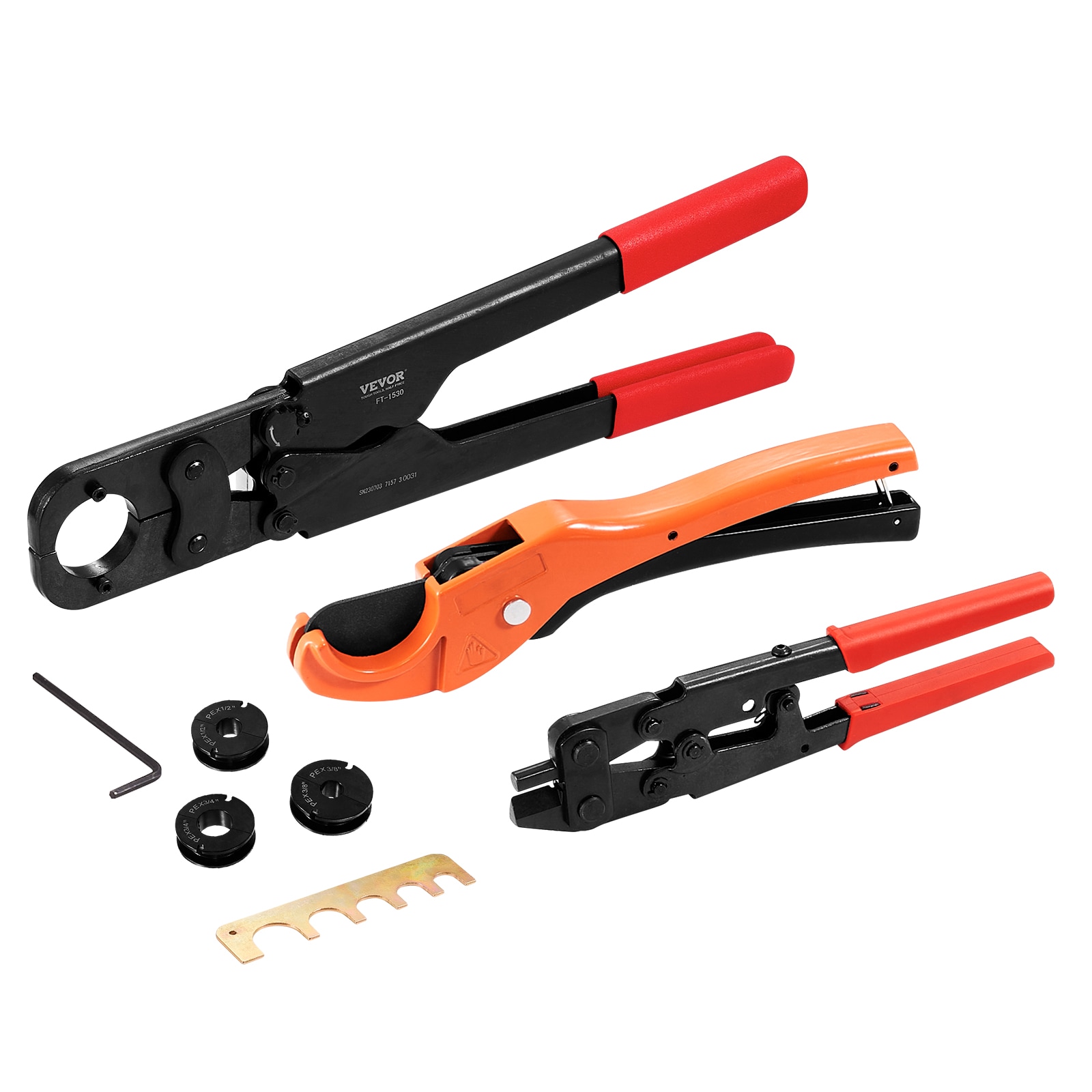 VEVOR PEX Pipe Crimping Tool Kit 3/8'', 1/2", 3/4" Plumbing tools set - Image 1