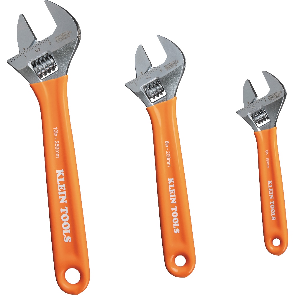 KLEIN TOOLS D5073 Adjustable Wrench Set, Extra Capacity, 6-Inch, 8-Inch, 10-Inch, Forged Alloy Steel, Metric and SAE, 3-Piece - Image 1