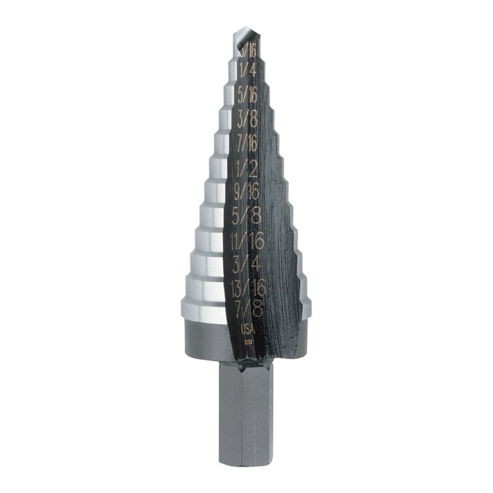 Irwin Unibit 3/16 - 7/8 in. Dia. x 6 in. L High Speed Steel Step Drill Bit 3/8 in. Square Shank - Image 1