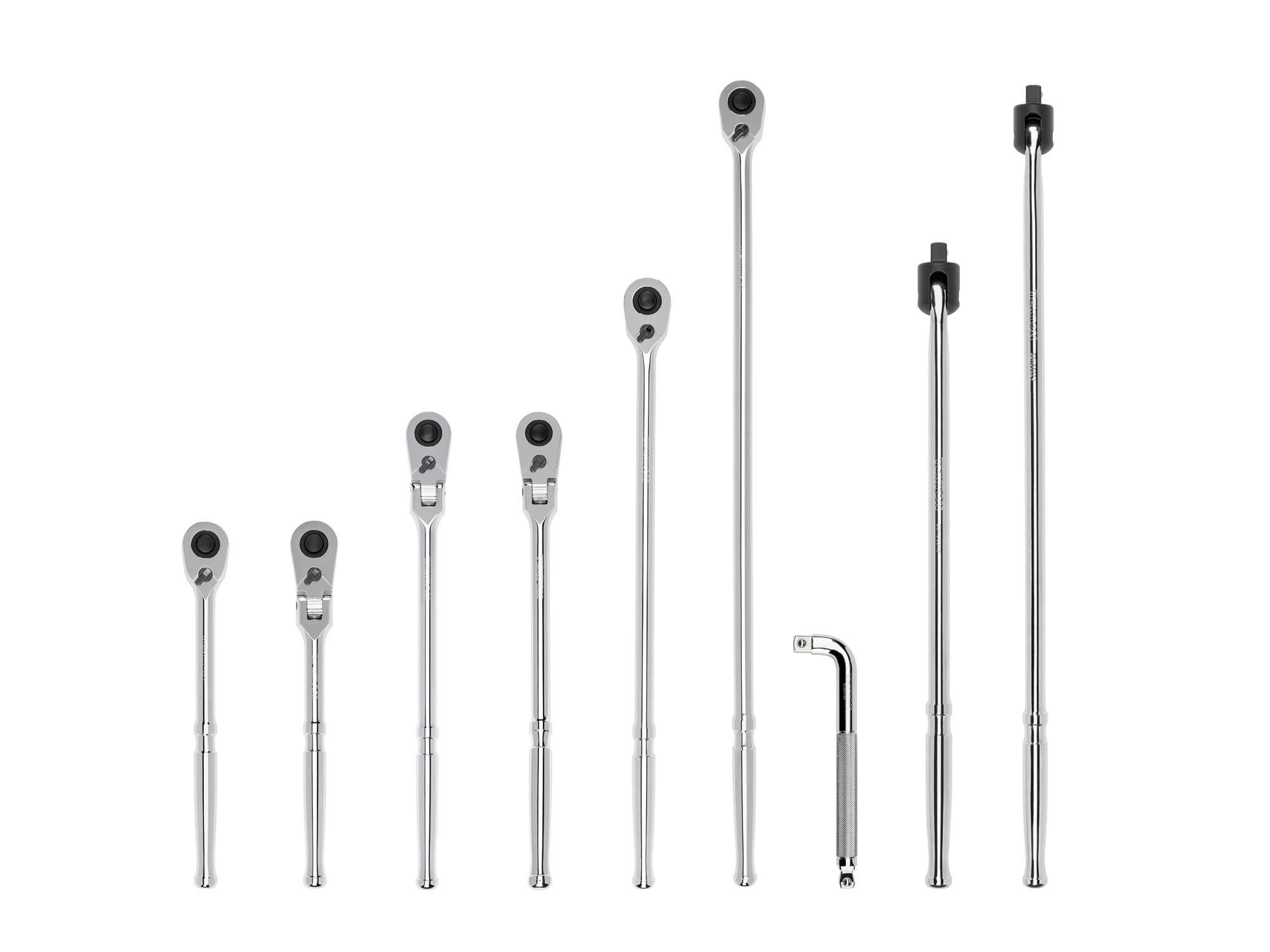 TEKTON 9 -Piece 90 -Tooth 1/2-in Drive Full polish Handle Flexible Head Ratchet Set - Image 1
