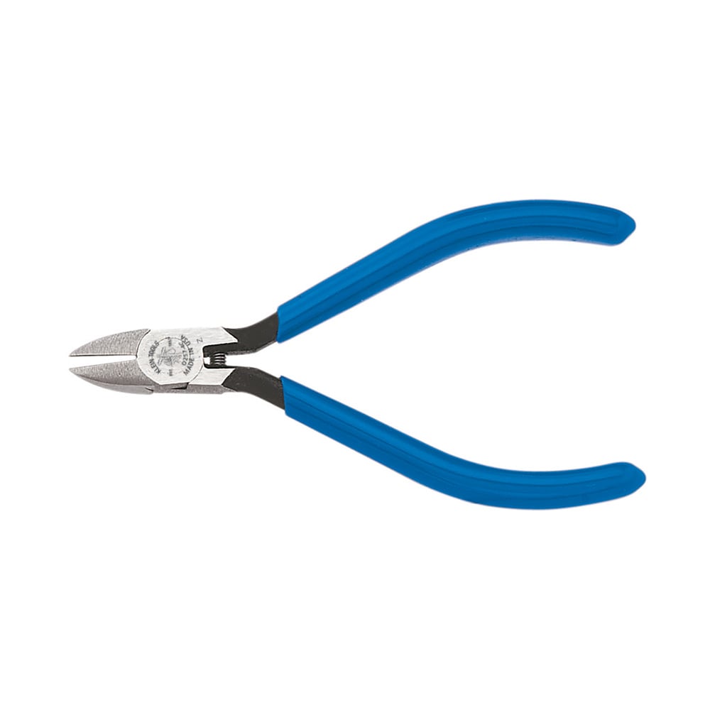 Klein Tools Diagonal Cutting Pliers, Electronics, Tapered Nose, Narrow Jaw, 4-Inch - Image 1