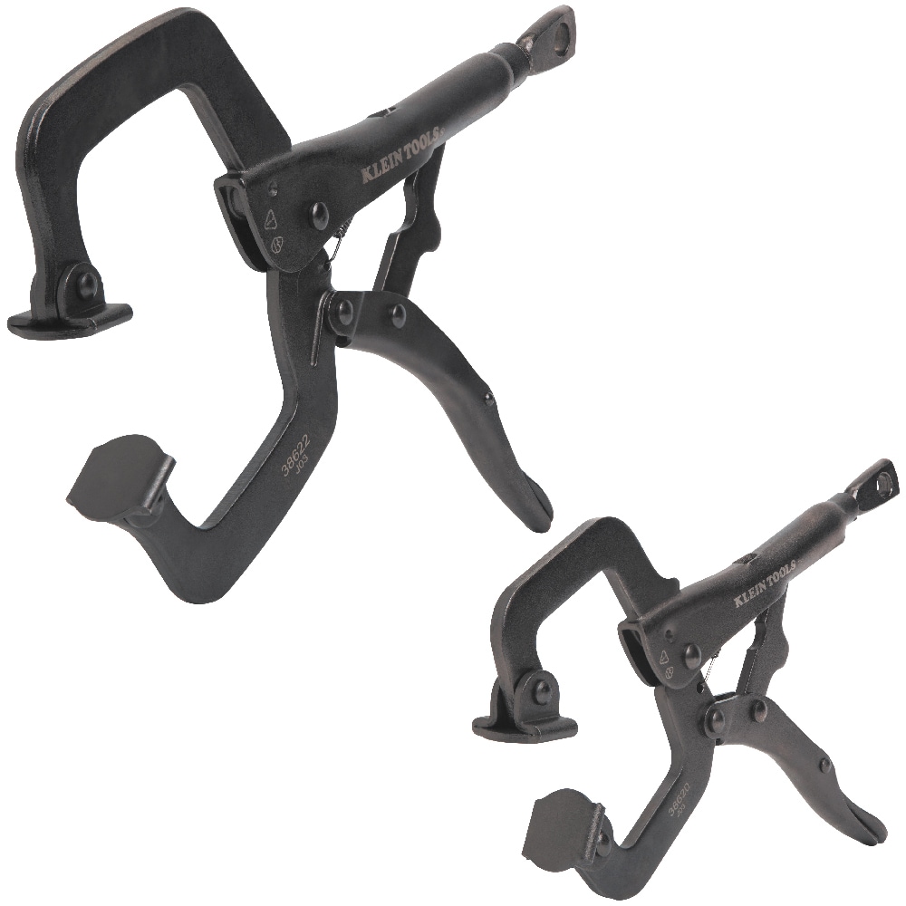Klein Tools C-Clamp Locking Pliers with Swivel Jaws Set, 6- and 11-Inch, 2-Piece - Image 1