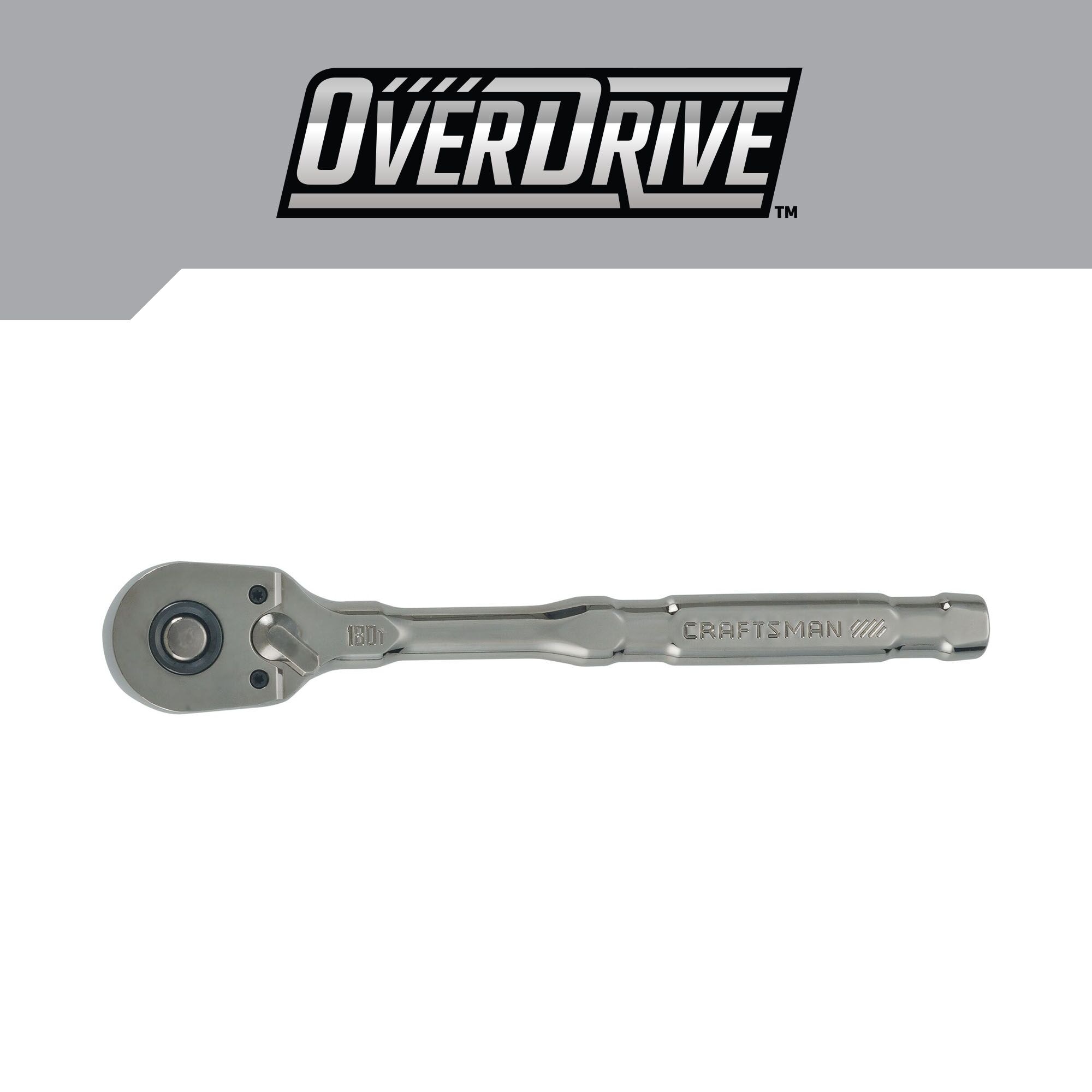 CRAFTSMAN OVERDRIVE 180 -Tooth 3/8-in Drive Gunmetal Handle Ratchet - Image 1