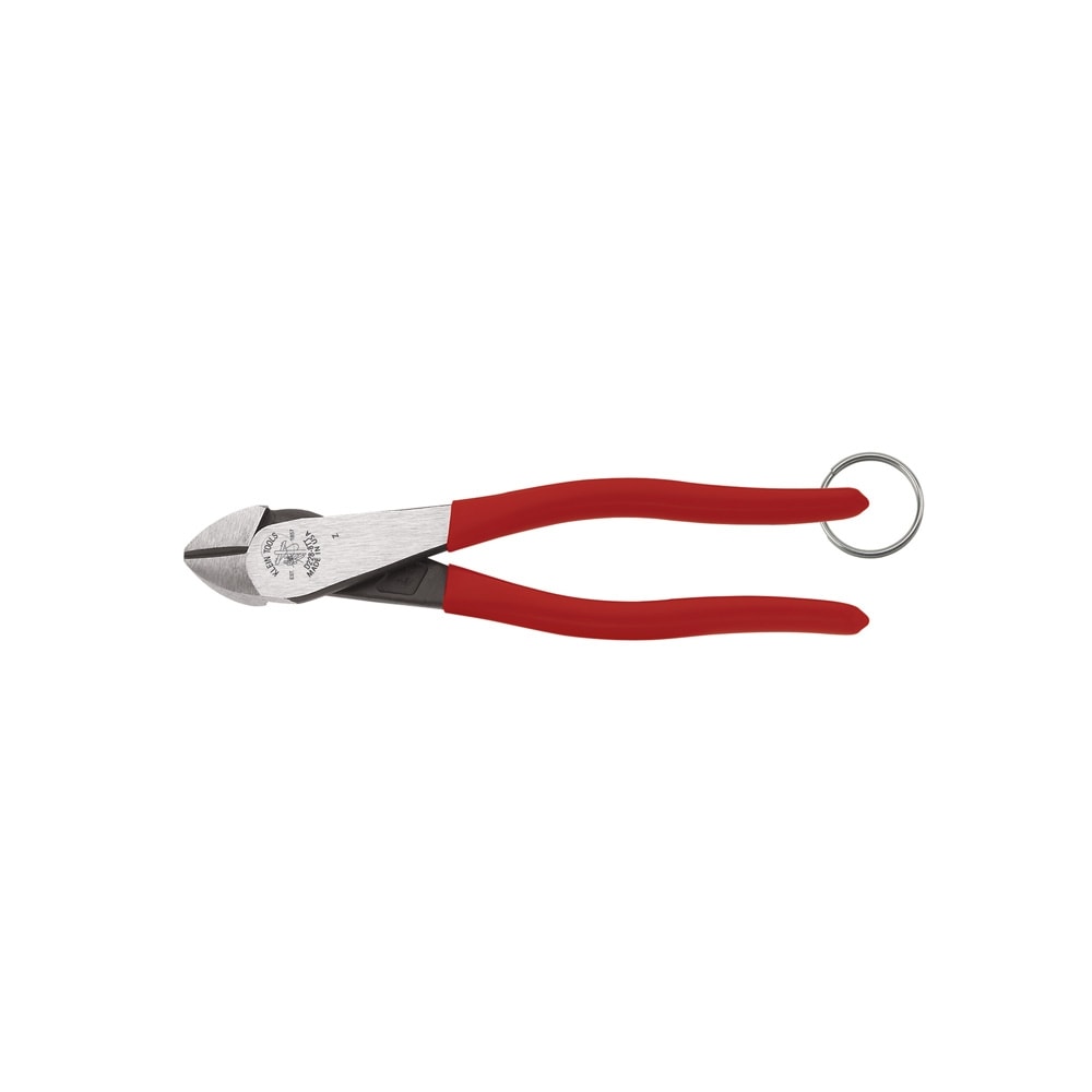 Klein Tools Diagonal Cutting Pliers, High-Leverage, Tie Ring, 8-Inch - Image 1