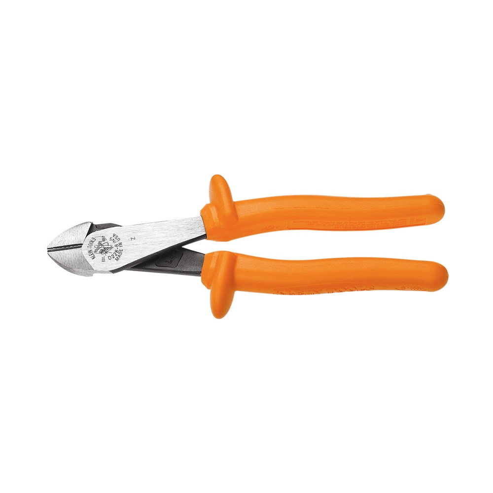 Klein Tools Diagonal Cutting Pliers, Insulated, Heavy-Duty, Angled Head, 8-Inch - Image 1