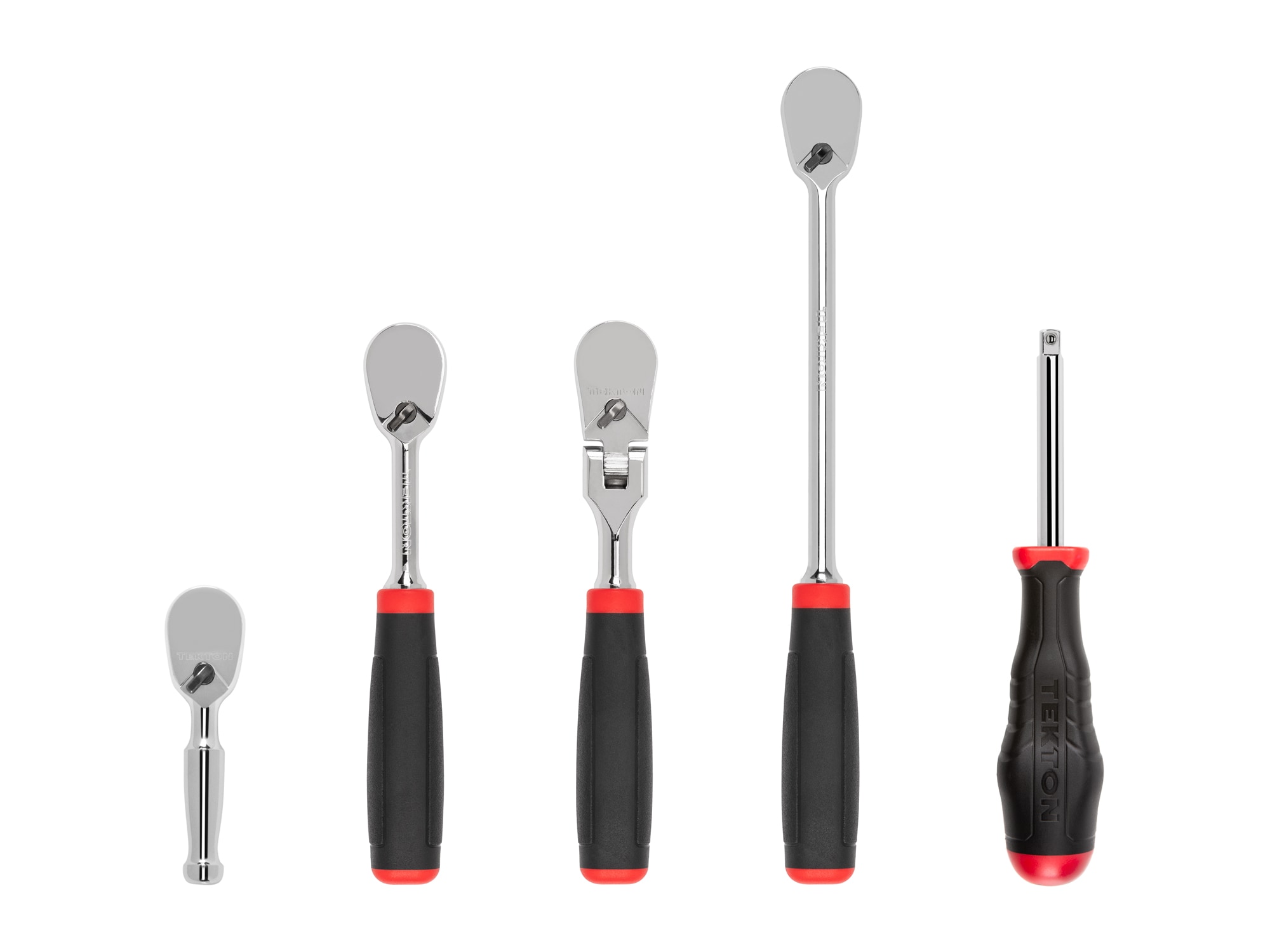 TEKTON 5 -Piece 90 -Tooth 1/4-in Drive Comfort grip Handle Flexible Head Ratchet Set - Image 1