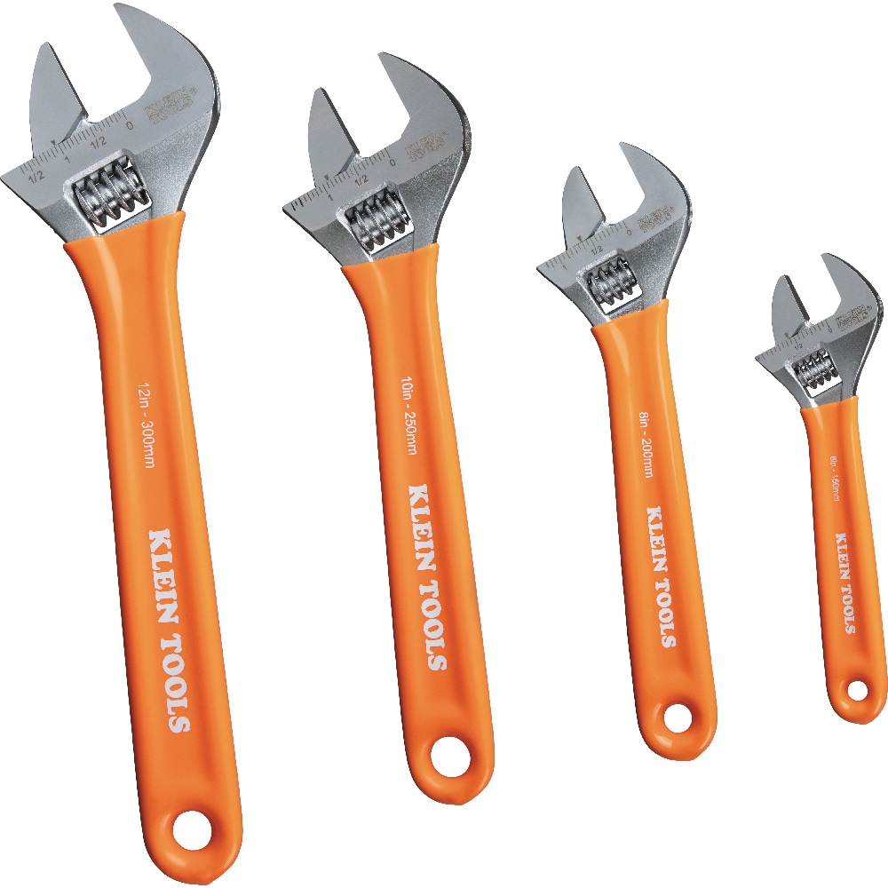 Klein Tools D5074 Adjustable Wrench Set, Extra Capacity, 6-Inch, 8-Inch, 10-Inch, 12-Inch, Forged Alloy Steel, Metric and SAE, 4-Piece - Image 1