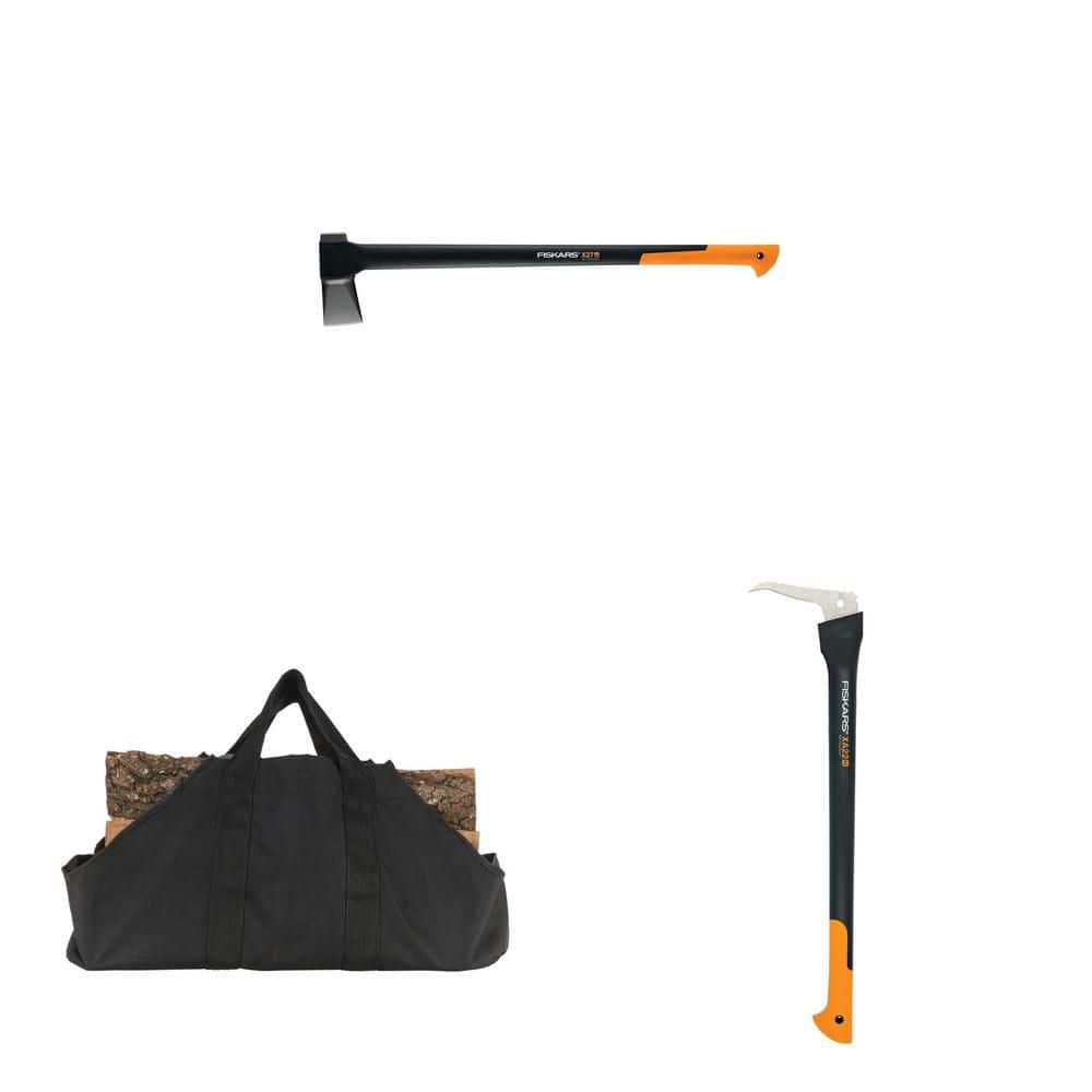 X27 6.3 lb. Splitting Axe, 36 in. Handle, Canvas Log Tote and 28 in. Hookaroon Pick Tool Combo - Image 1