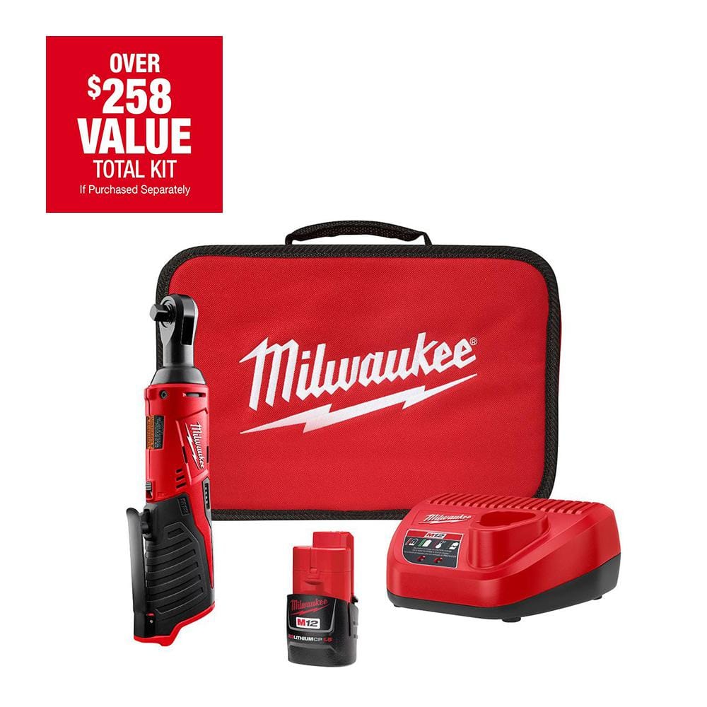 Milwaukee 2457-21 3/8-in Cordless M12 Lithium-Ion Ratchet Kit - Image 1