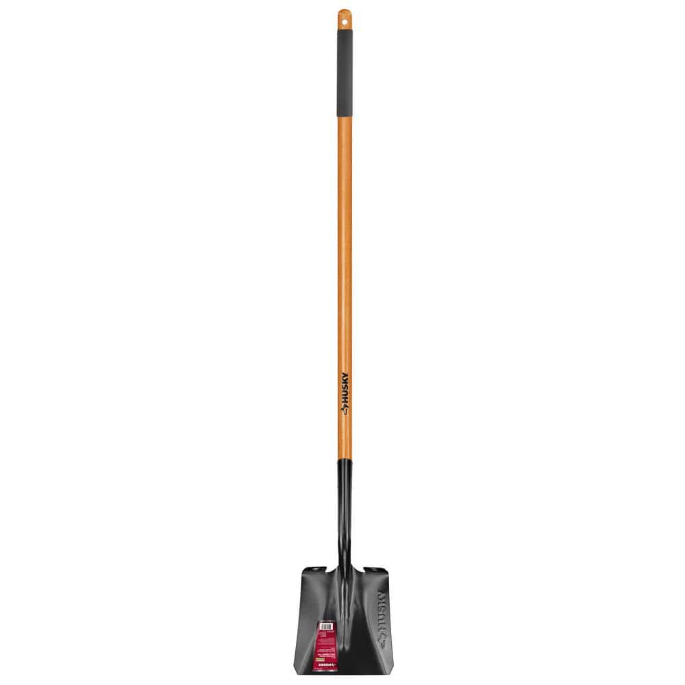 47 in. L Wood Handle Carbon Steel Transfer Shovel with Grip - Image 1