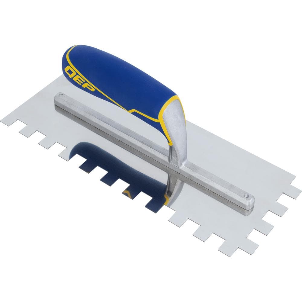 1/2 in. x 1/2 in. x 1/2 in. Comfort Grip Stainless Steel Square-Notch Flooring Trowel - Image 1